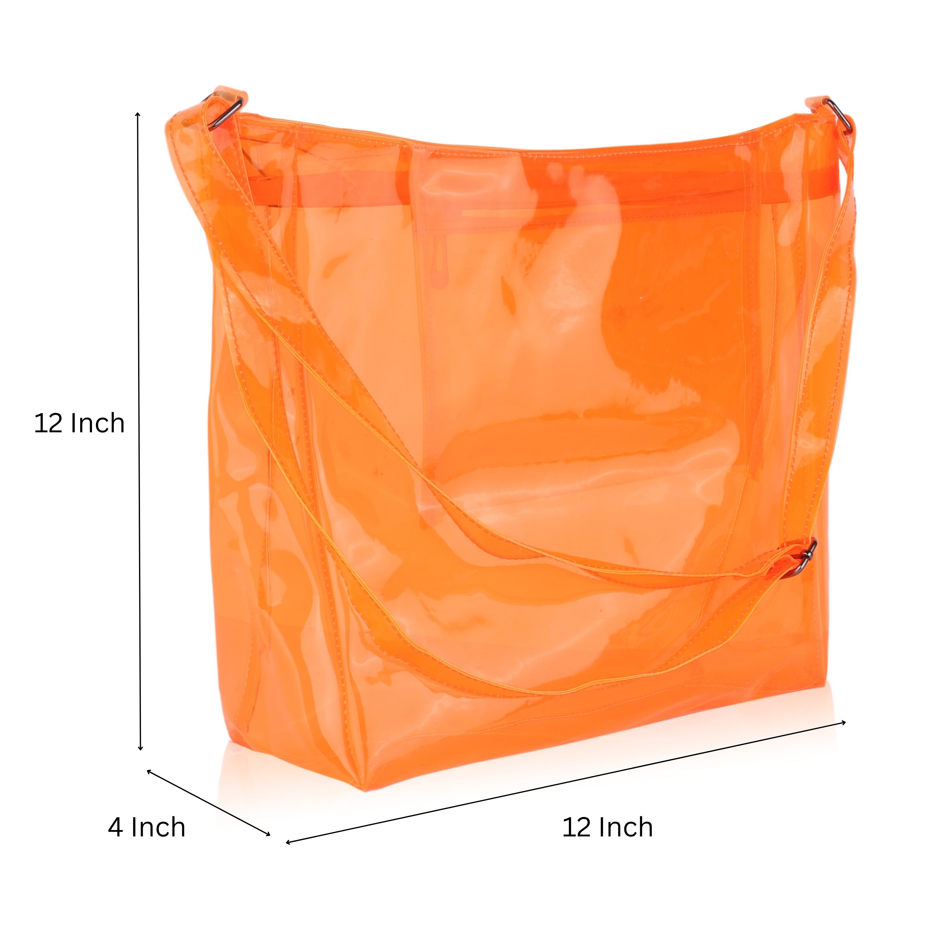 Echo Boomers Transparent Shoulder Bag – Neon Orange, Pink, Green ,Purple, Yellow & Blue| Stylish, Spacious, Durable & Multipurpose PVC Tote