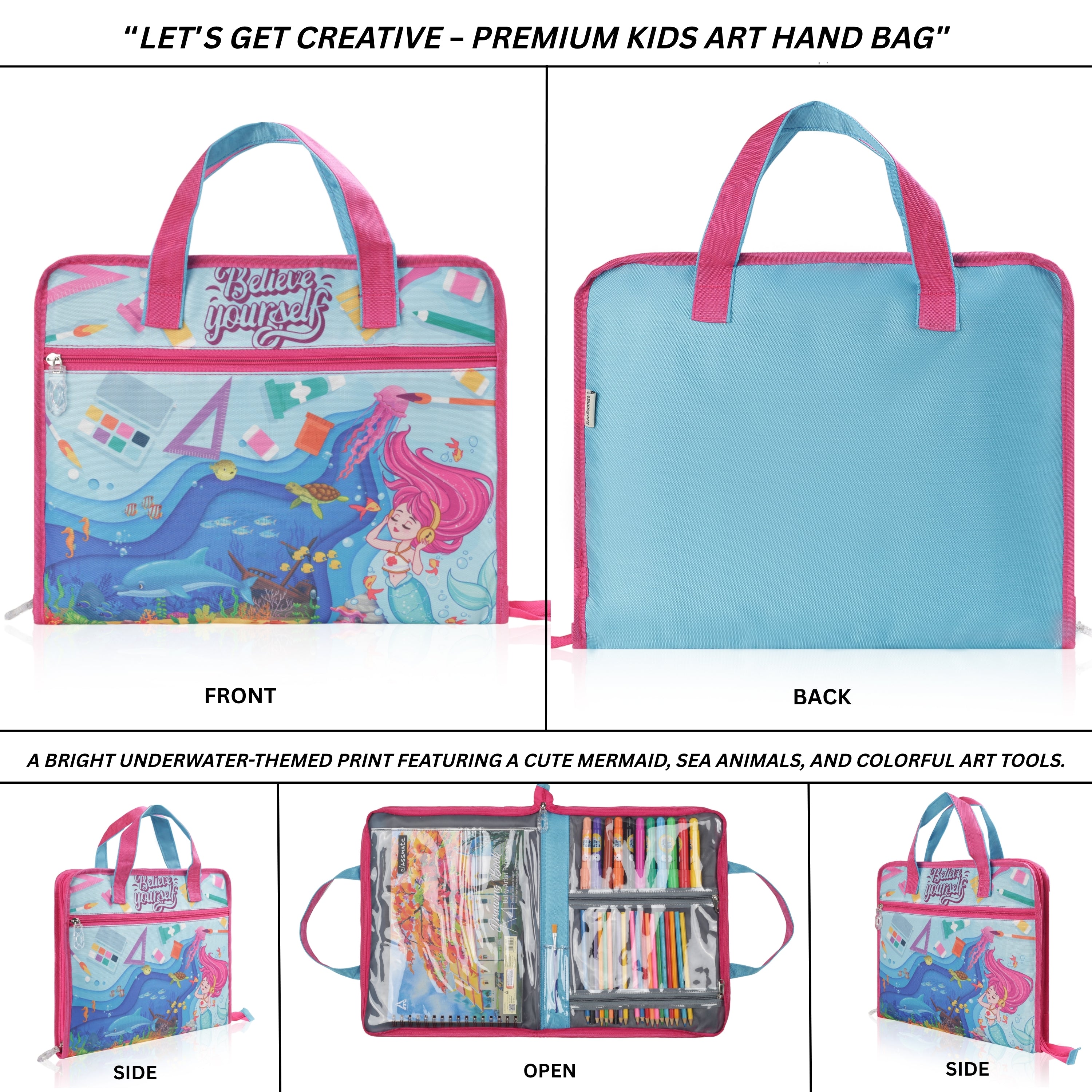 Echo Boomers A4 Kids Drawing Bag | Art & Stationery Organizer with Zipper Pocket