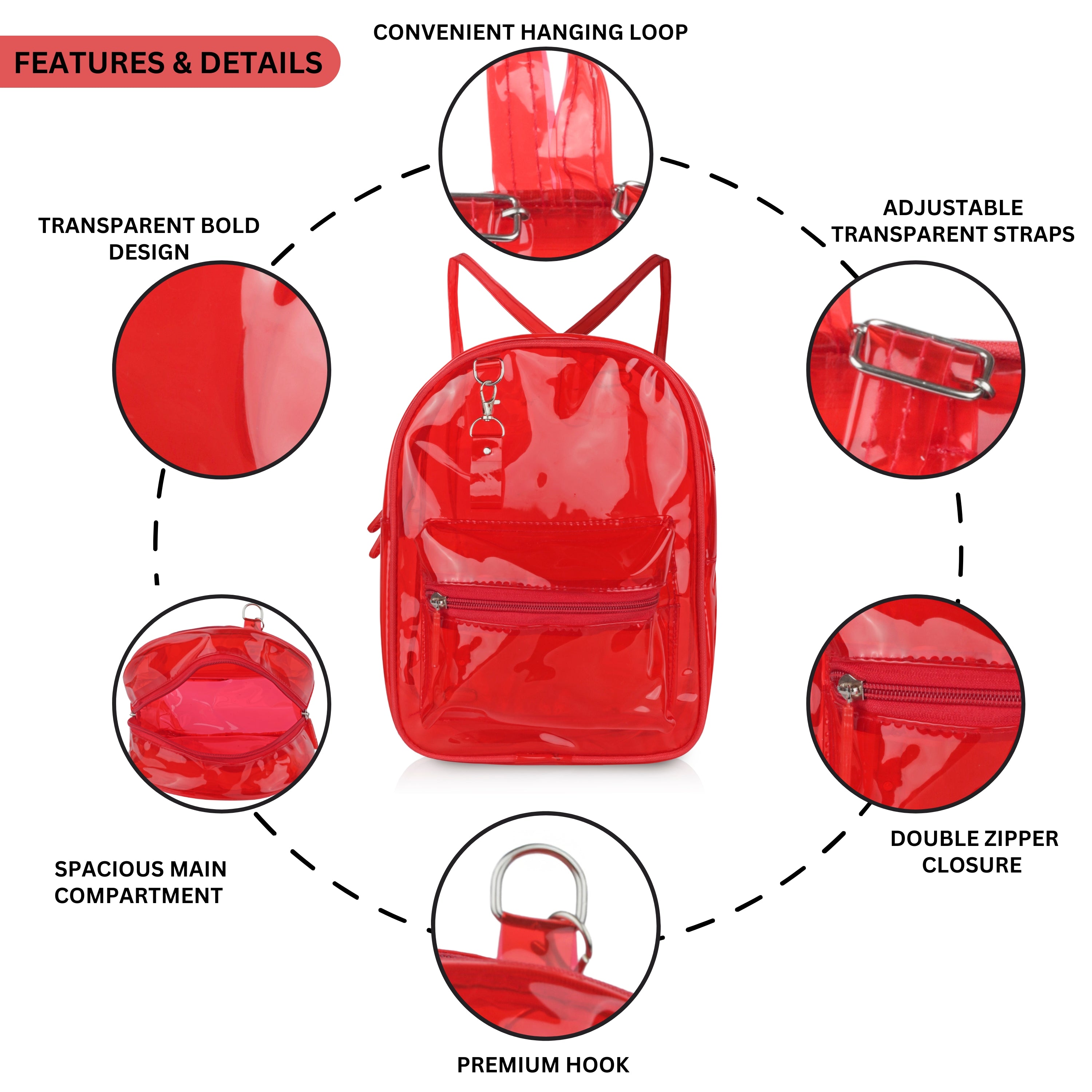 Echo Boomers Stylish Transparent Jelly Backpack | Trendy Neon Yellow Clear Bag | 50 GSM Waterproof PVC School, College & Travel Backpack with Front Zipper Pocket