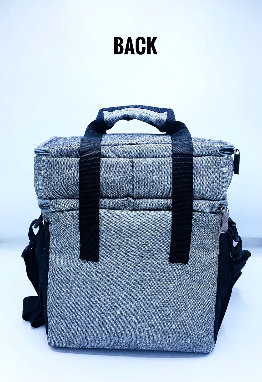 Echo Boomers Grey Colour Solid Textured Large Insulated Tiffin Lunch Double Bag with Multi Zipper Pockets Lunch Double for Men, Women and Teens,Tiffin Bag for Work,Office |