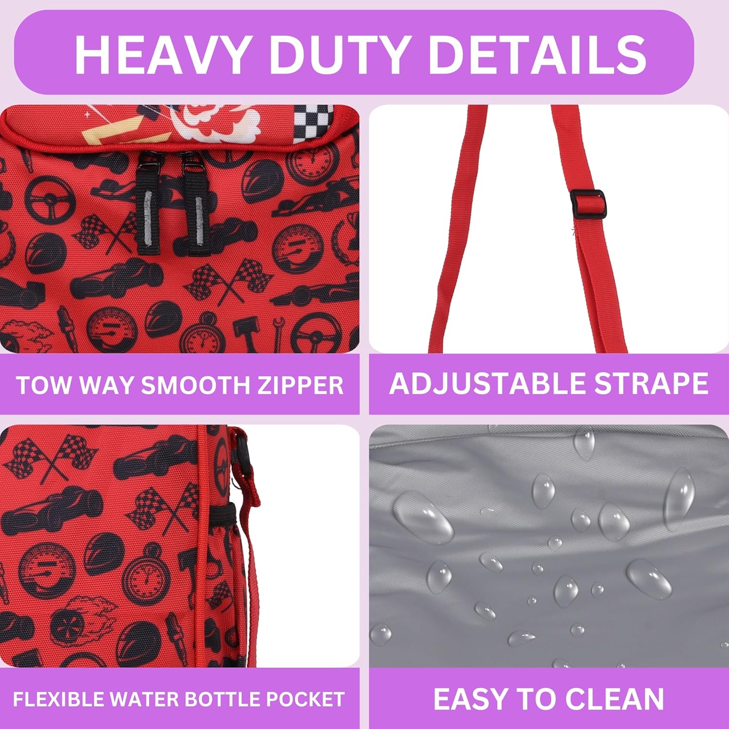 Echo Boomers Kids Lunch Bag with Round Table Mat Combo | Multi Print | Fun School Lunch Set for Boys & Girls