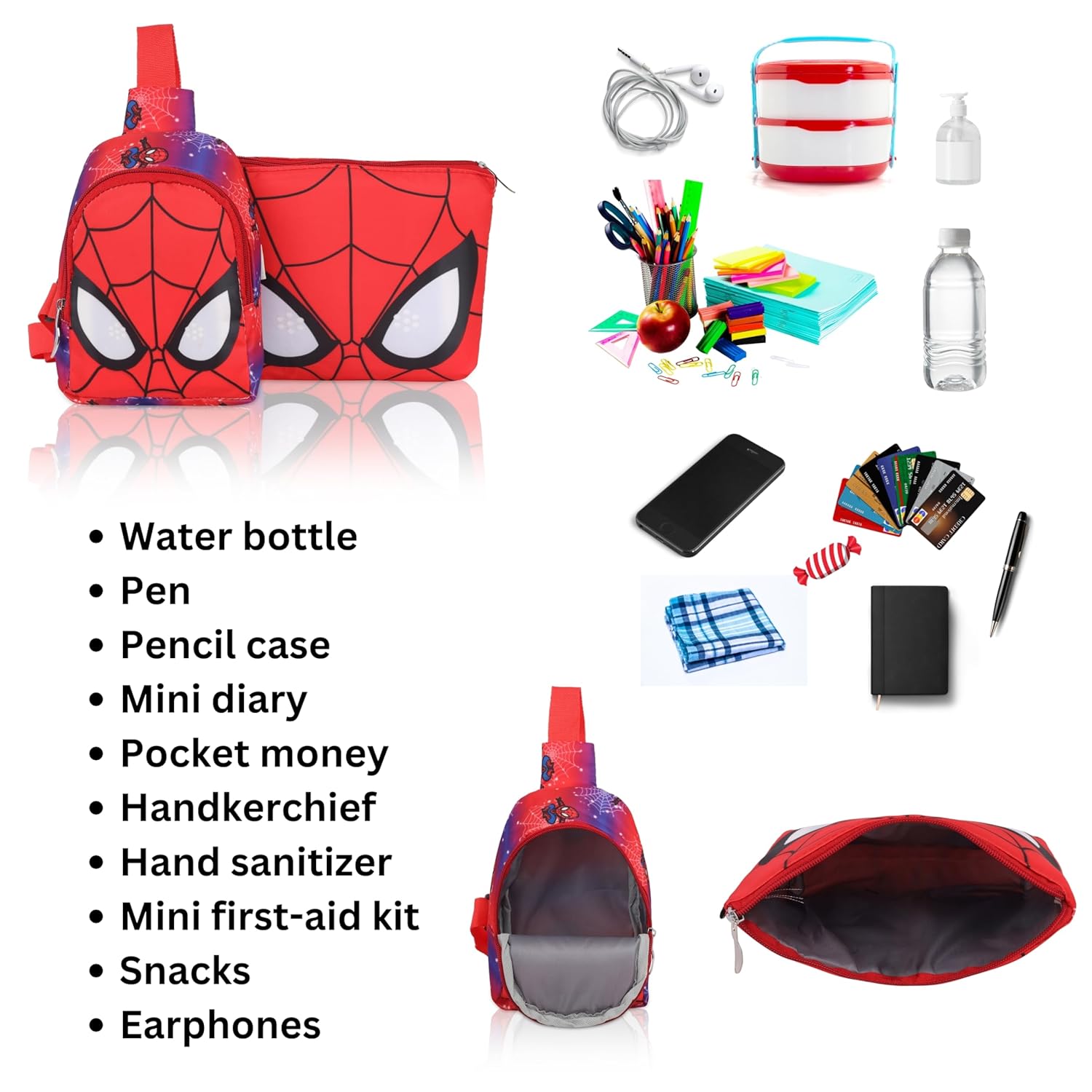 Echo Boomers Spider Printed Design Crossbody Sling Bag | Adjustable Backpack, Waterproof, Anti-Theft, Lightweight, Travel & Outdoor Adventure Gear