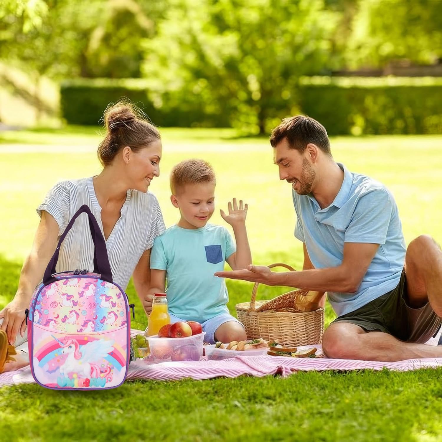 Echo Boomers Cheerful Unicorn Print Lunch Bag for Short Breaks | Equipped with High-Performance Insulation to Maintain Meal Freshness, Ideal for School, Work, and Picnics