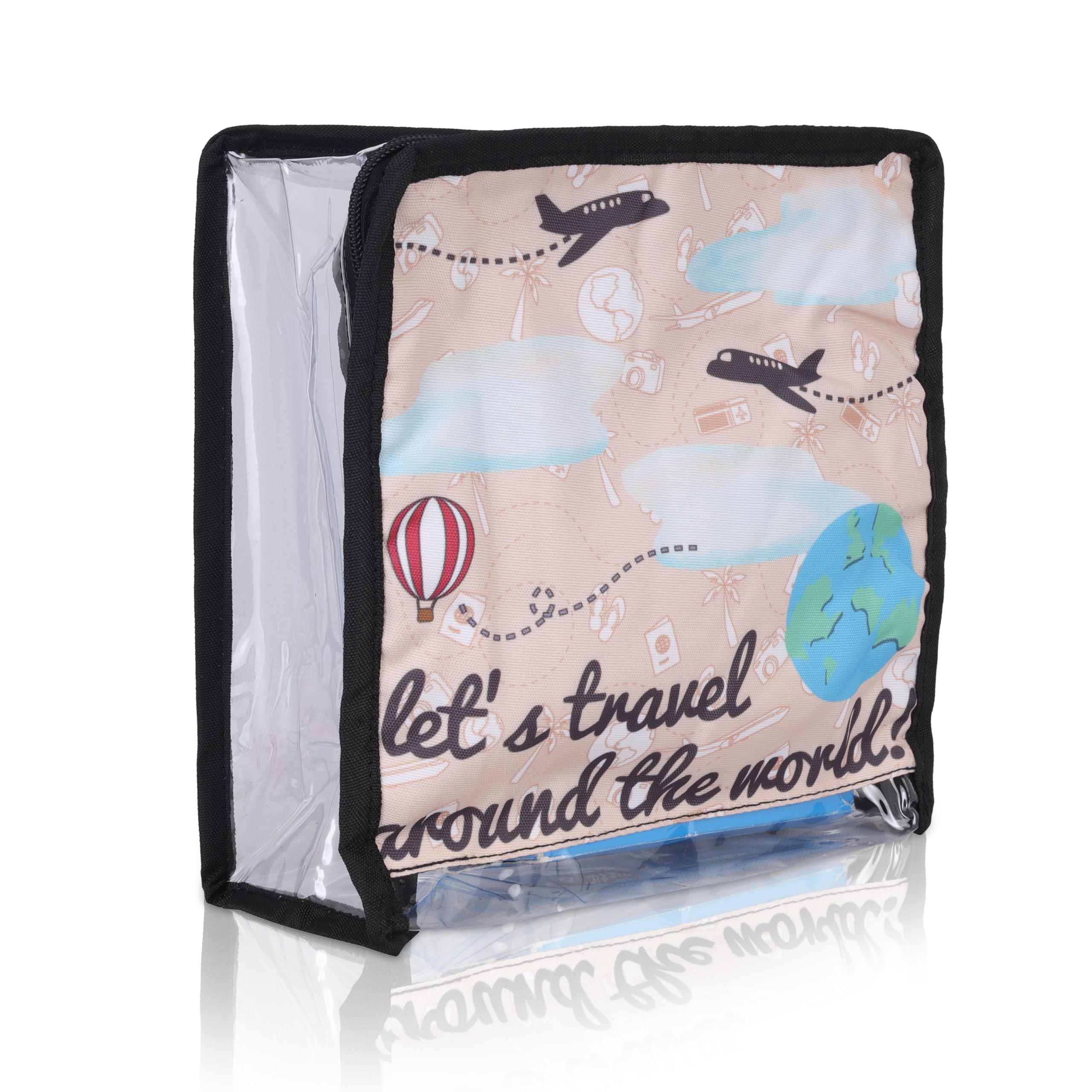 Echo Boomers Wanderlust 4-Piece Travel Organizer Set | Travel accessories - Red and Sky Blue Packing Cubes with Global Travel Print