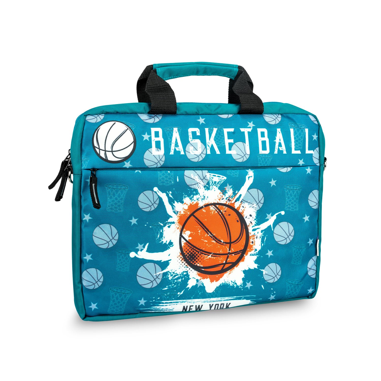 Echo Boomers Basket Ball Printed Blue Colour Multi Pocket Sling Laptop Bag with Detachable Strap