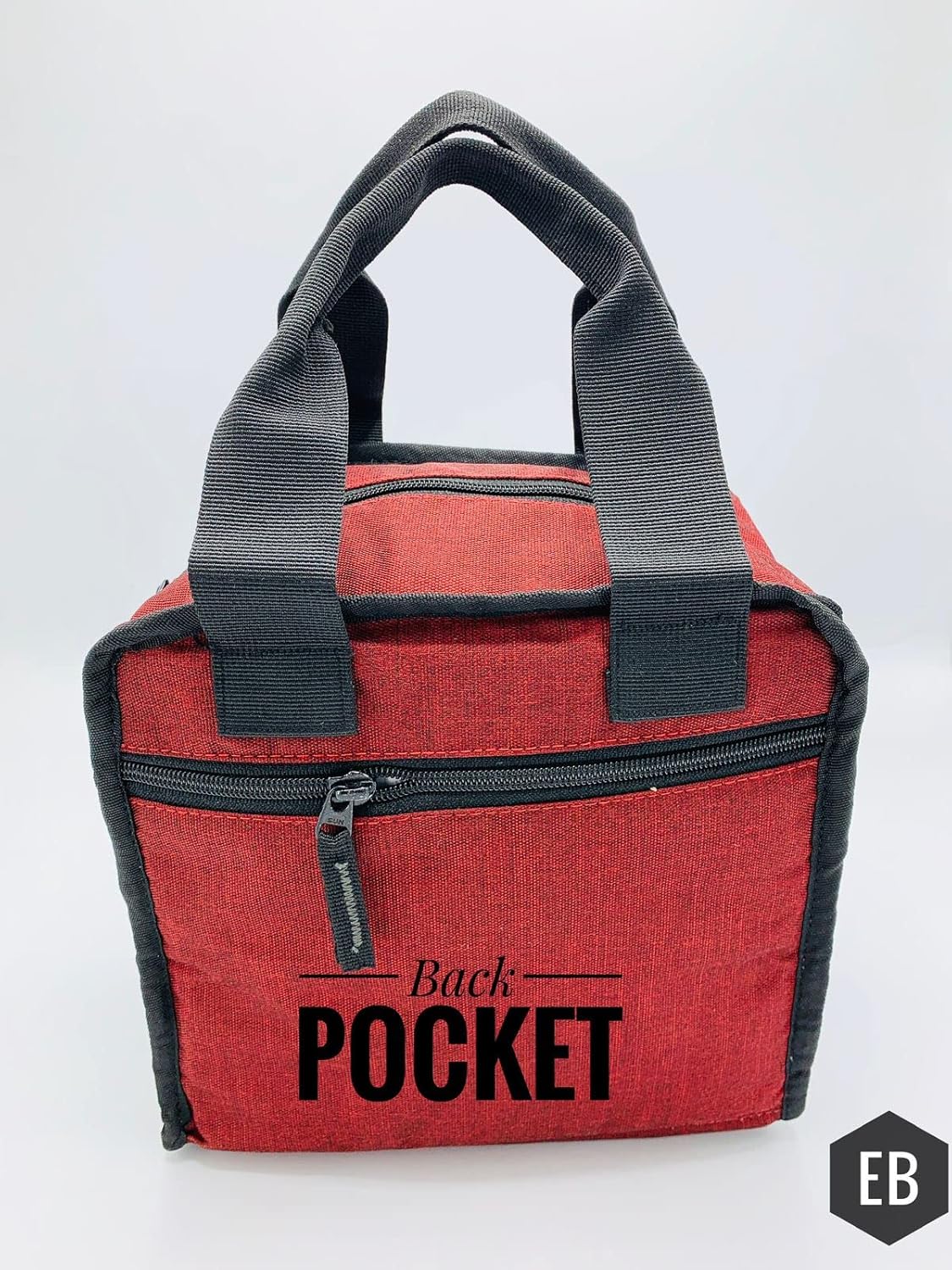 Echo Boomers Red Colour Solid Border Textured Insulated Tiffin Lunch Bag with Multi Zipper Pockets