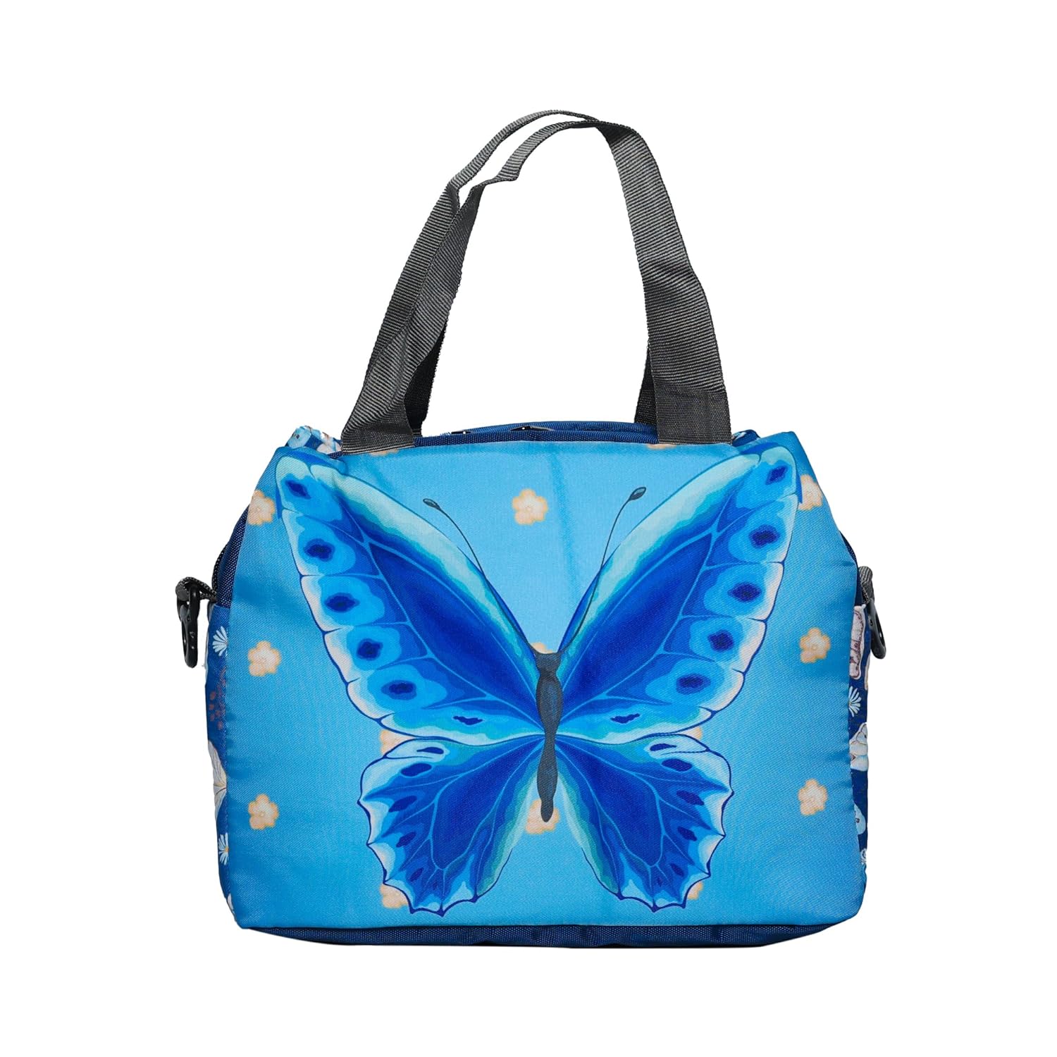 Echo Boomers Butterfly Printed Double Layer Insulated Tiffin Lunch Bag with Multi Zipper Pockets