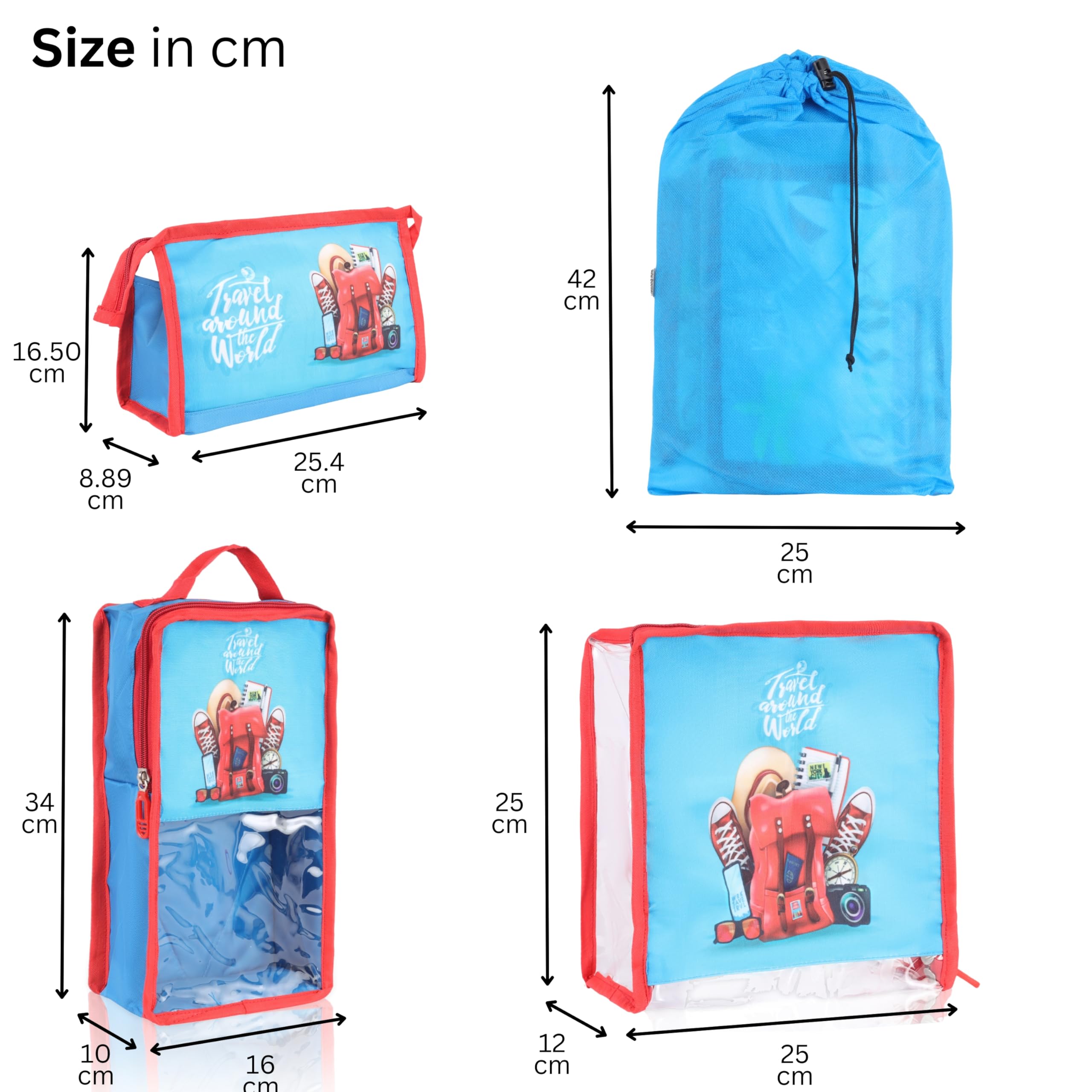 Echo Boomers Astronaut 3-Piece Travel Organizer Set - Navy Blue, Packing Cubes with Unique Print.