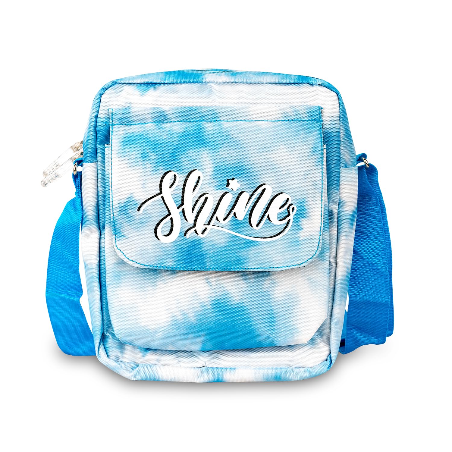 Echo Boomers Tie & Dye Style Blue Colour Multi Pocket Sling Pouch Bag with Detachable Strap