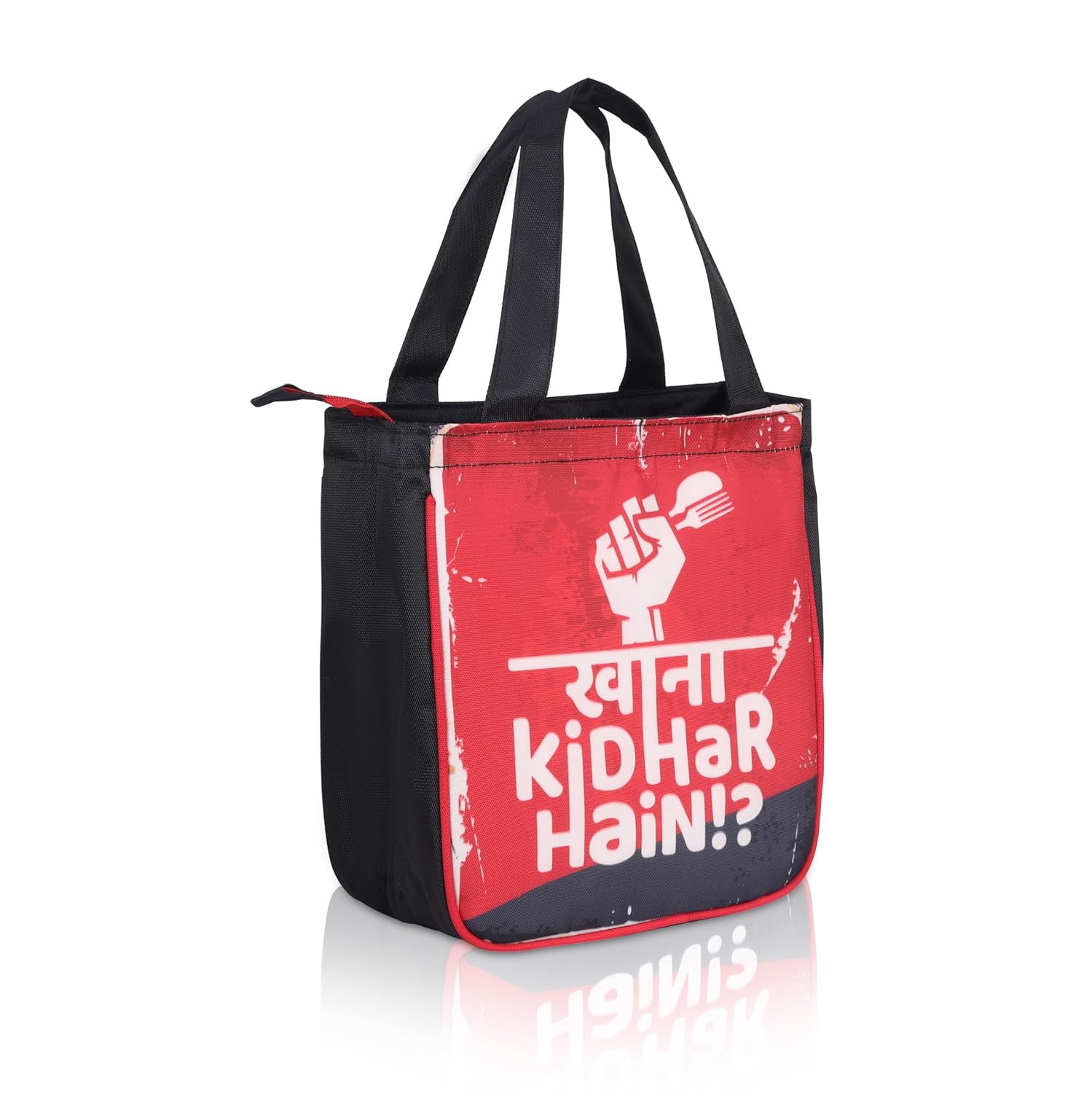 Echo Boomers Red Khana Printed Lunch Bag- Insulated, Spacious & Stylish for School, Work, or Outings