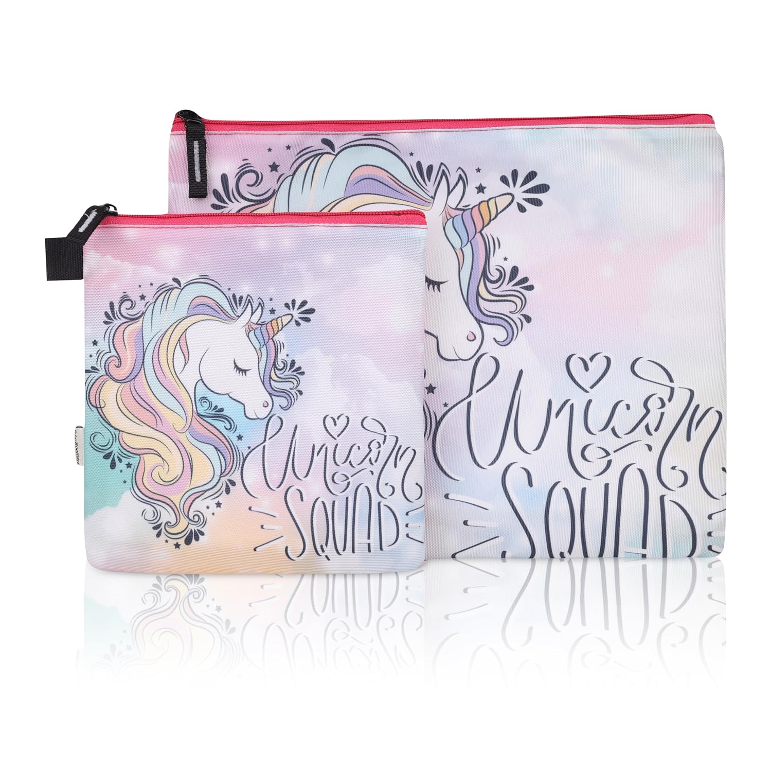 New Twin Unicorn Squad Printed Combo Folder Set Jr. | A4 & Mini Water-Resistant Folders | Cushioned, Padded, Stylish & Washable | Perfect for Documents, Gadgets, Art Supplies.