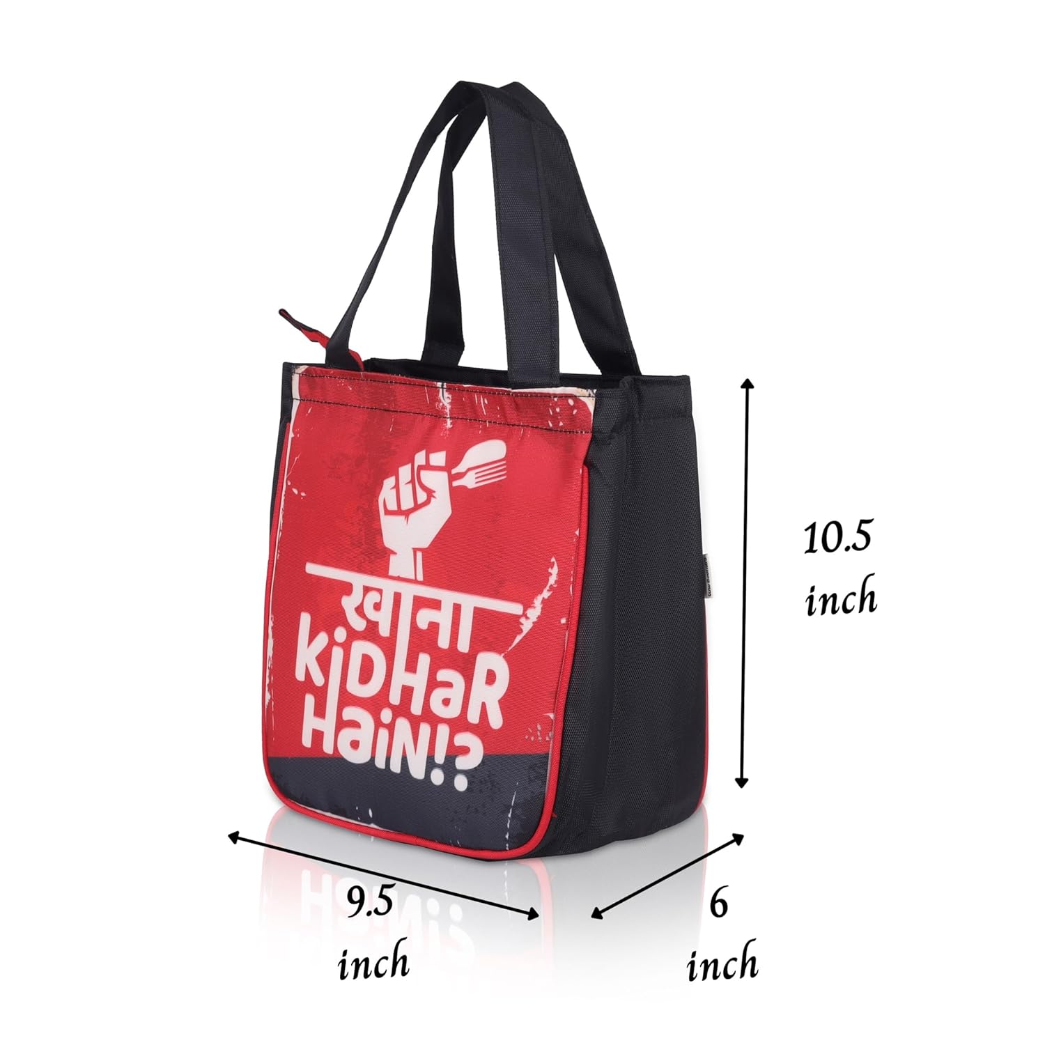 Echo Boomers Red Khana Printed Lunch Bag- Insulated, Spacious & Stylish for School, Work, or Outings