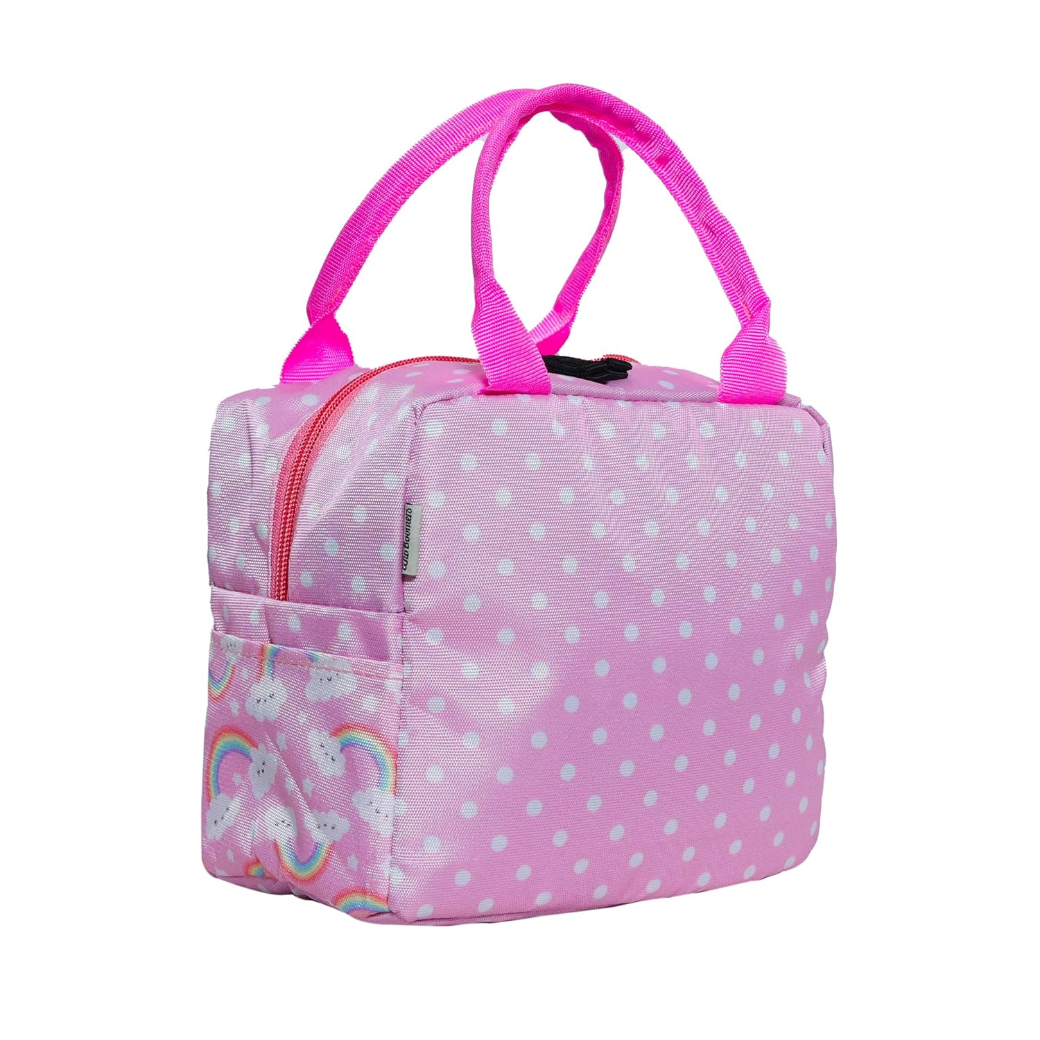 Echo Boomers Pink Unicorn Print Insulated Tiffin Lunch Bags for Kids with Multi Zipper Pockets