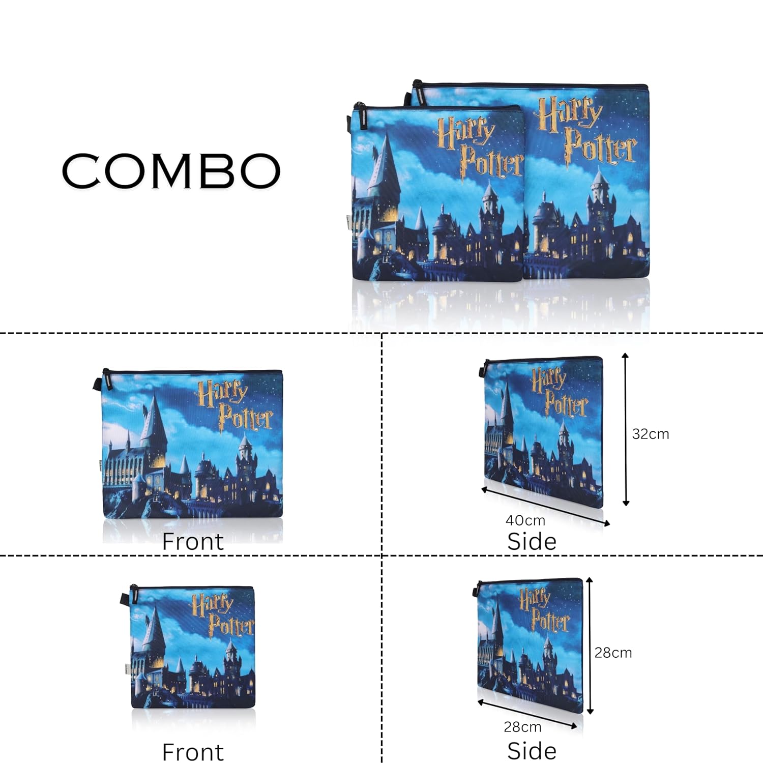 Echo Boomers Harry Potter Theme Print Twin Folder Set | Padded & Waterproof | A4 Document Holder & Tablet Sleeve | Stylish & Protective