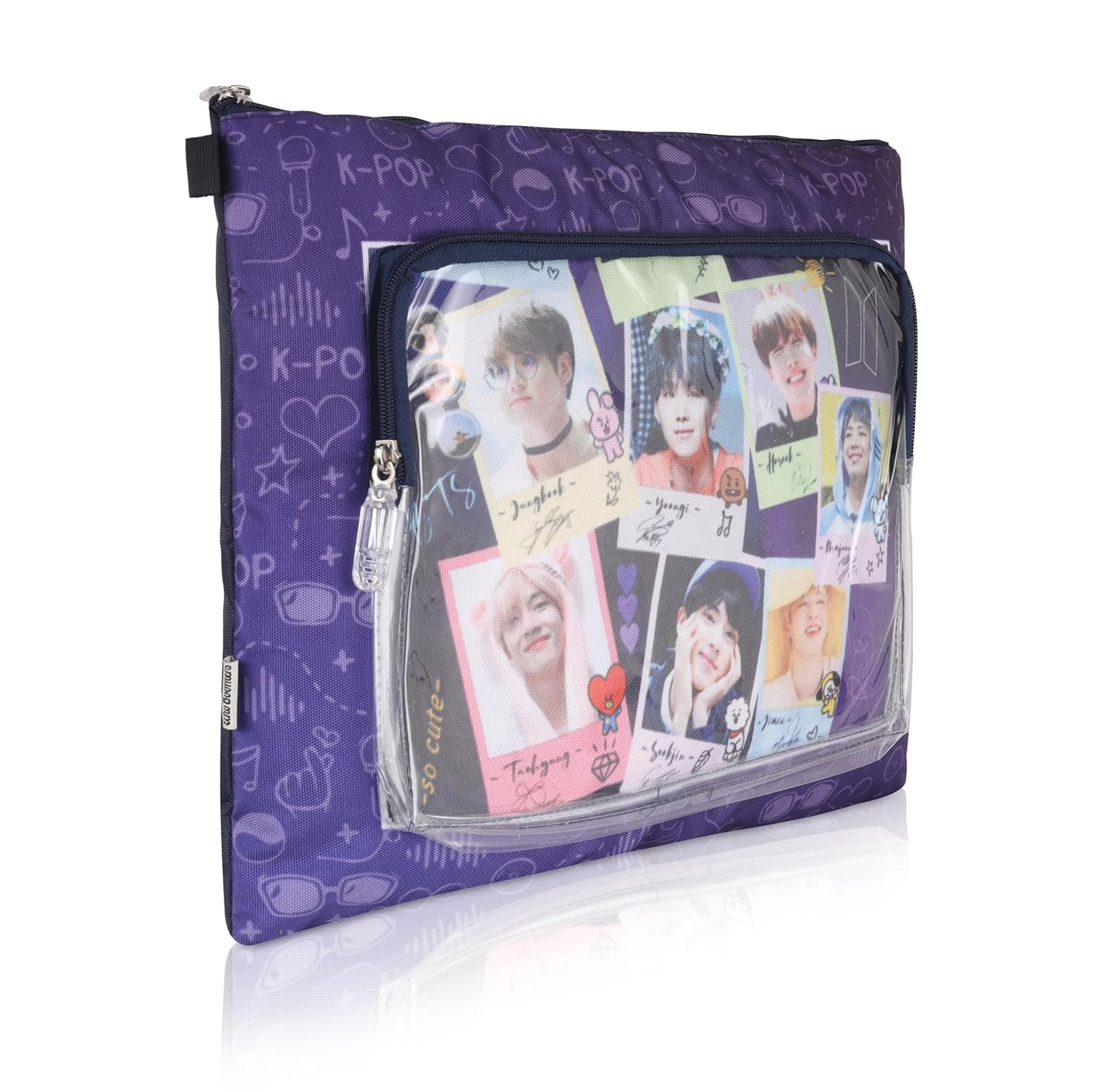 Echo Boomers - Street Racing-Inspired Gadget Organizer Bag | Stylish Multipurpose Sleeve with Transparent Pocket for School, Office & Professionals (Purple K-POP)