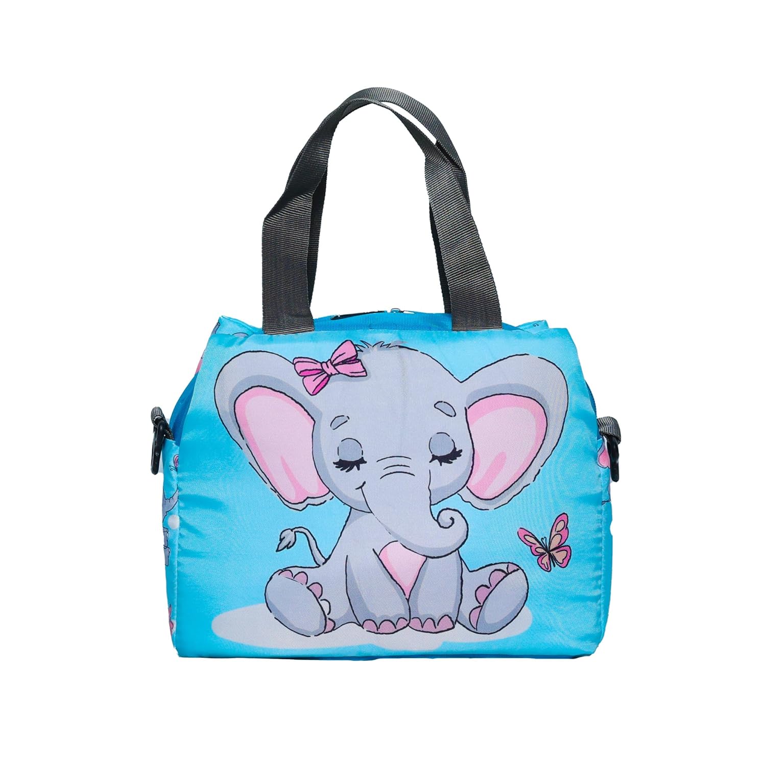 Echo Boomers Elephant Printed Double Layer Insulated Tiffin Lunch Bag with Multi Zipper Pockets