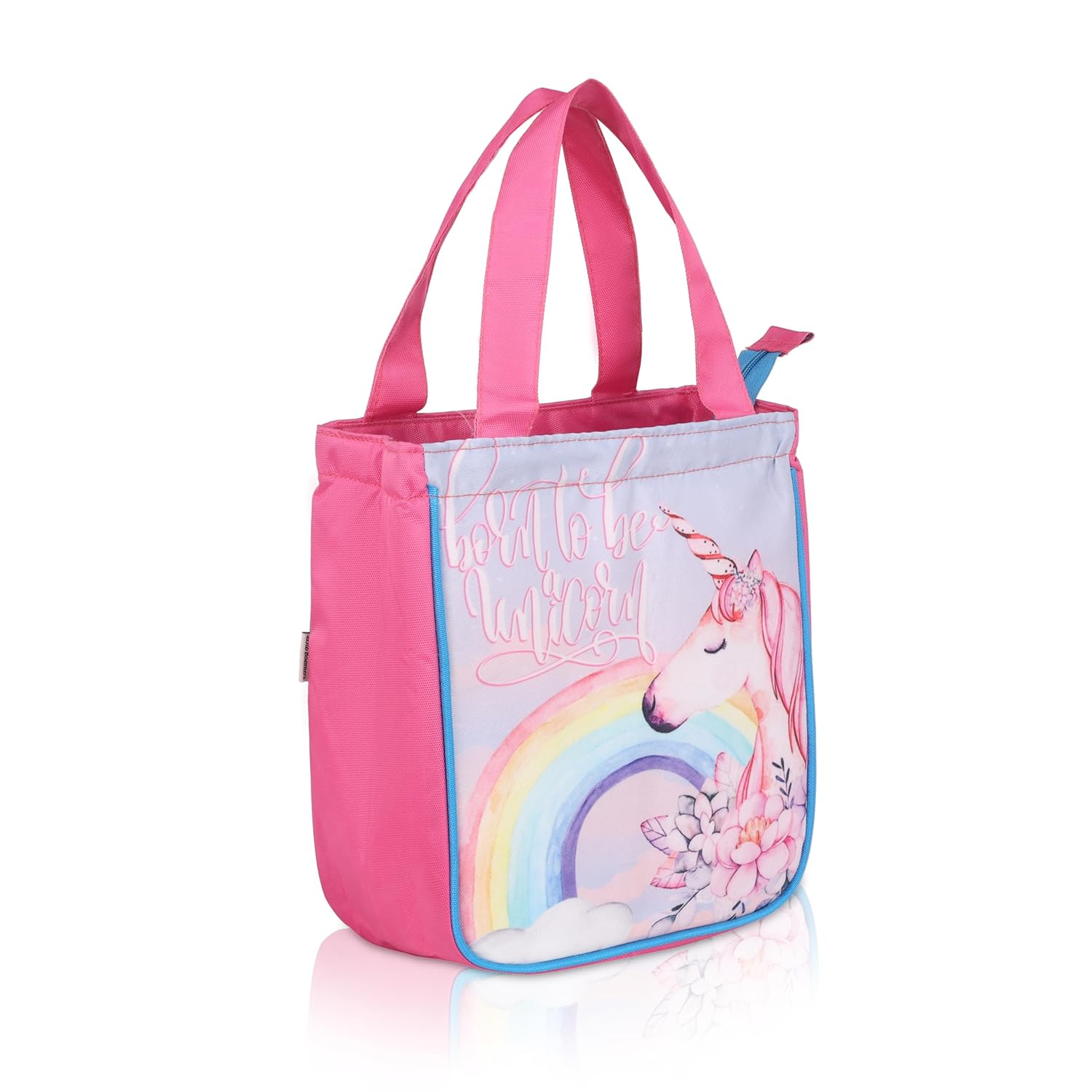 Echo Boomers Pink Unicorn Printed Lunch Bag- Insulated, Spacious & Stylish for School, Work, or Outings