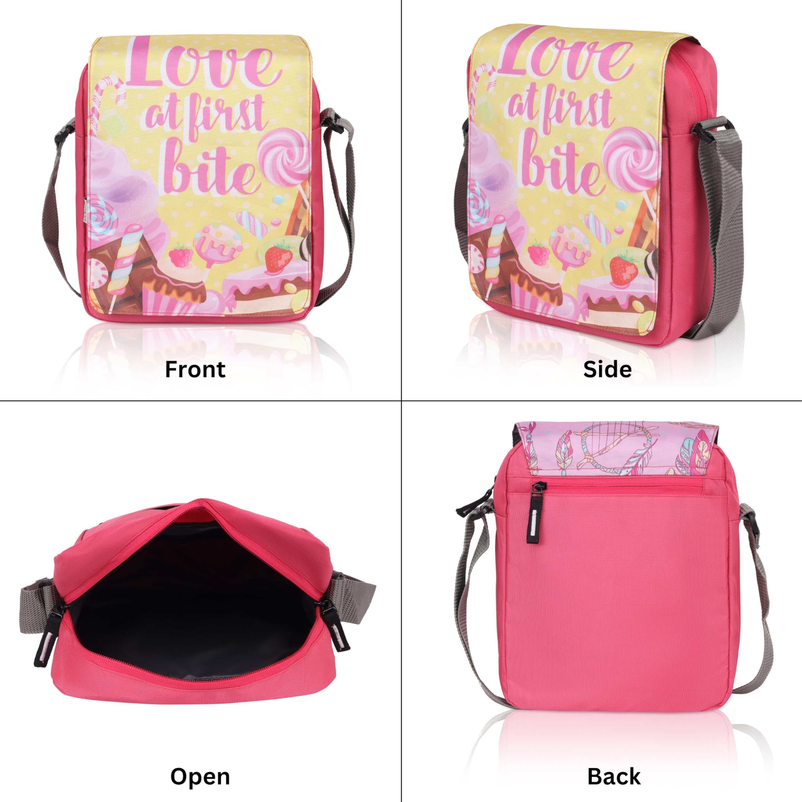 Echo Boomers Desserts Food Printed Multi-Functional Messenger Sling Bag | Versatile Everyday Bag | Adjustable Shoulder Strap | Water-Resistant | Anti-Theft Design | Compact & Lightweight