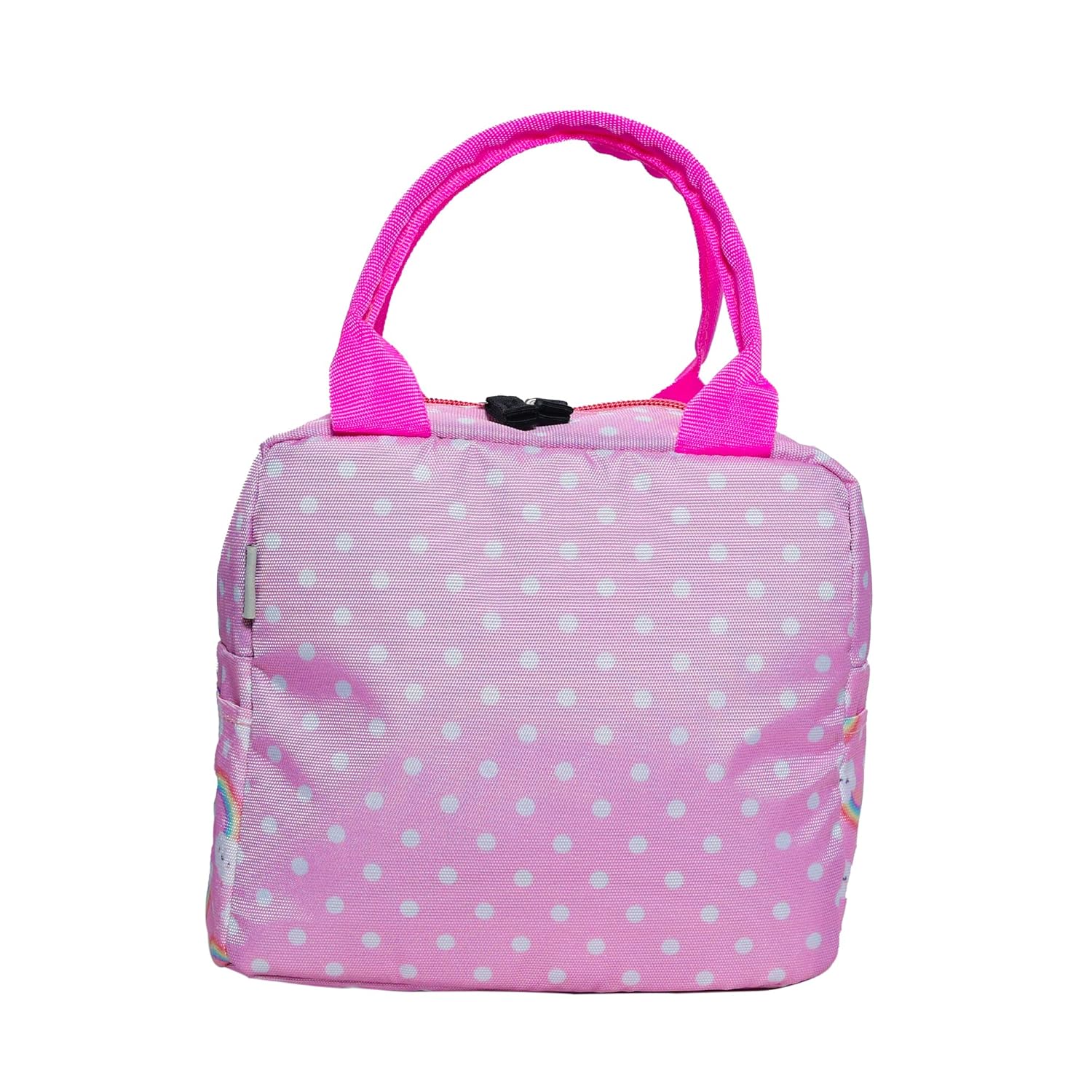 Echo Boomers Pink Unicorn Print Insulated Tiffin Lunch Bags for Kids with Multi Zipper Pockets