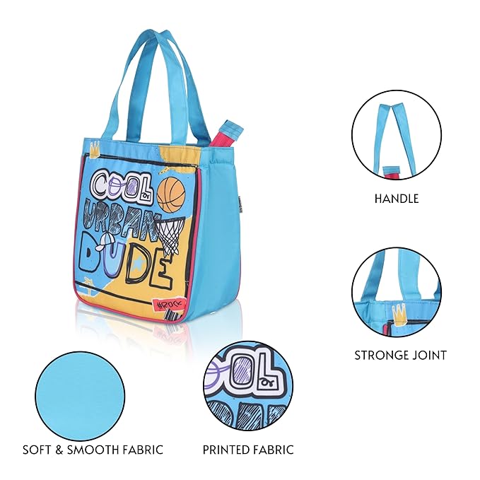 Echo Boomers Blue Cool Printed Lunch Bag- Insulated, Spacious & Stylish for School, Work, or Outings