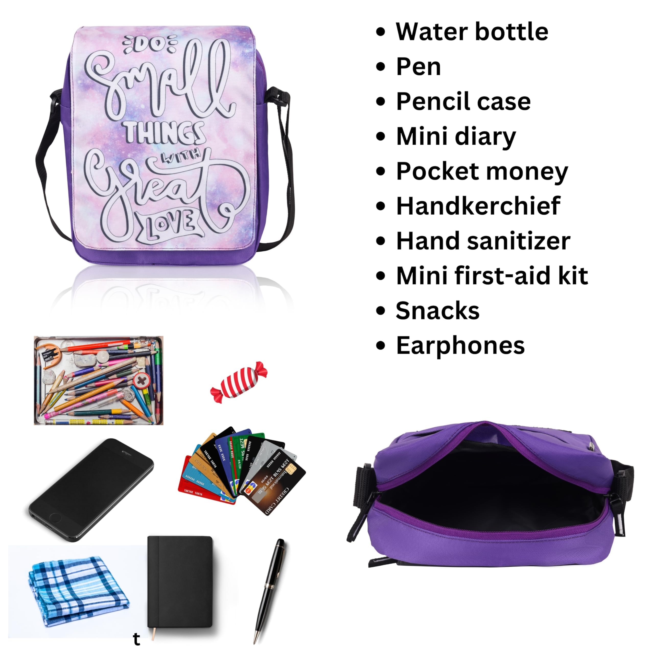 Echo Boomers Text Printed Multi-Functional Messenger Sling Bag | Versatile Everyday Bag | Adjustable Shoulder Strap | Water-Resistant | Anti-Theft Design | Compact & Lightweight