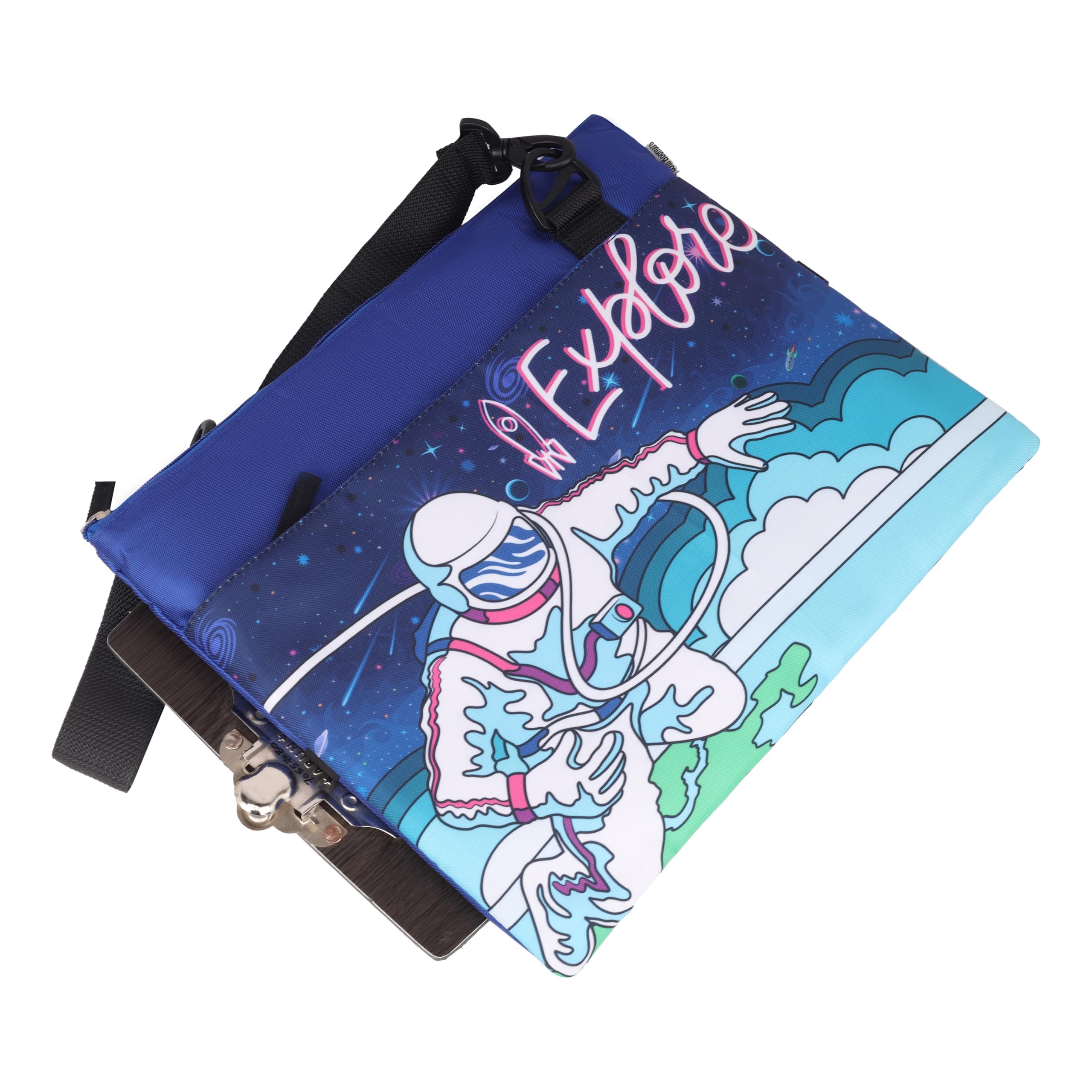 Echo Boomers Astronaut Explore theme Printed Exam/Activity Sling Bag | 3 Compartments | Cushioned & Detachable Strap | Ideal for Outdoor Travel