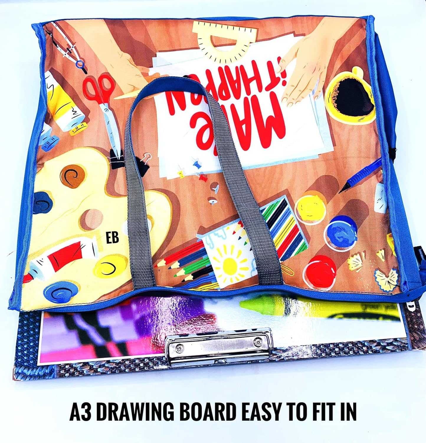 Echo Boomers Design Printed Tote A3 Size Drawing Activity Bag with Multiple Utility Pockets