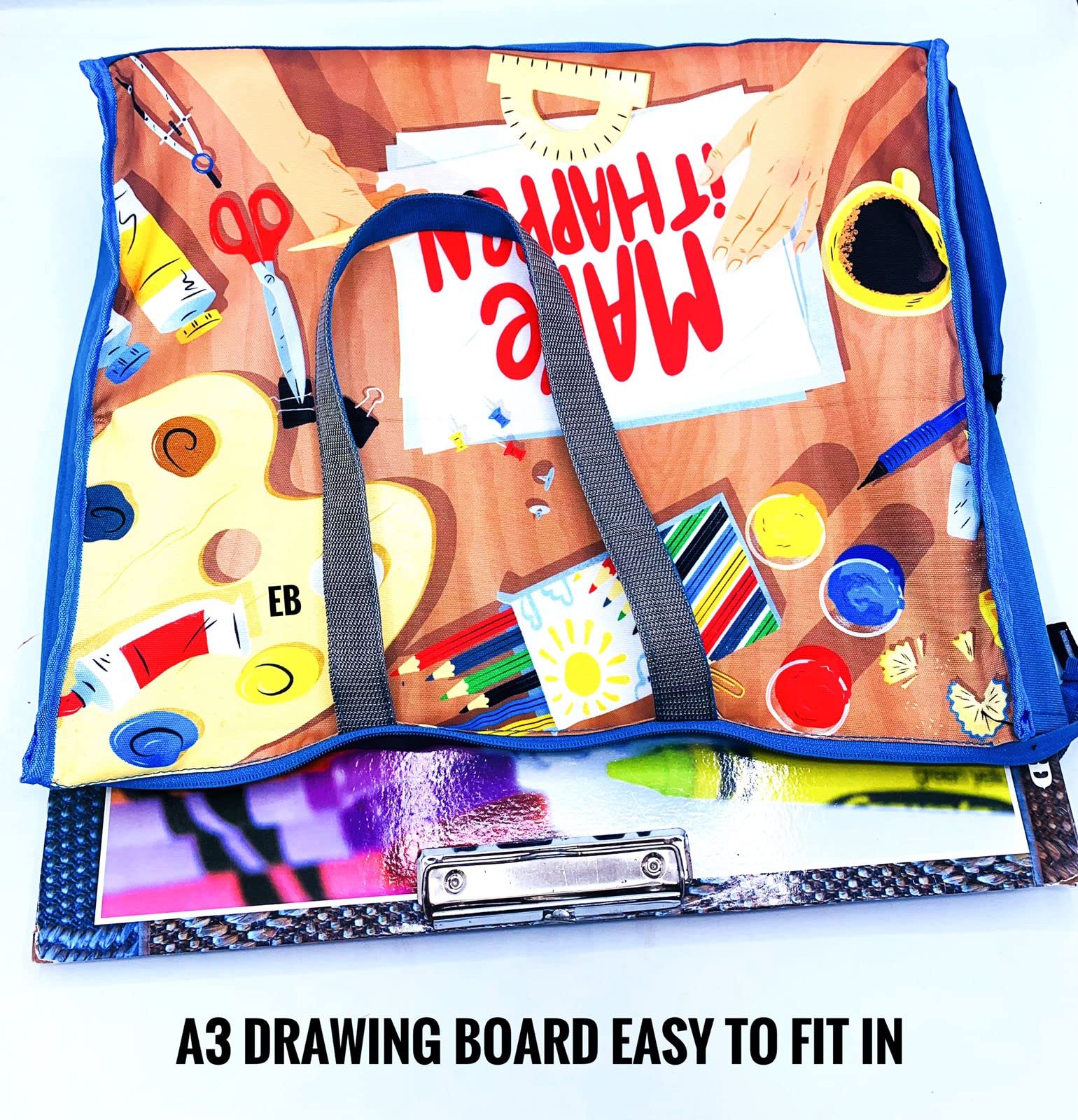 Echo Boomers Art Paints Design Print Tote A3 Size Drawing Activity Bag with Multiple Utility Pockets