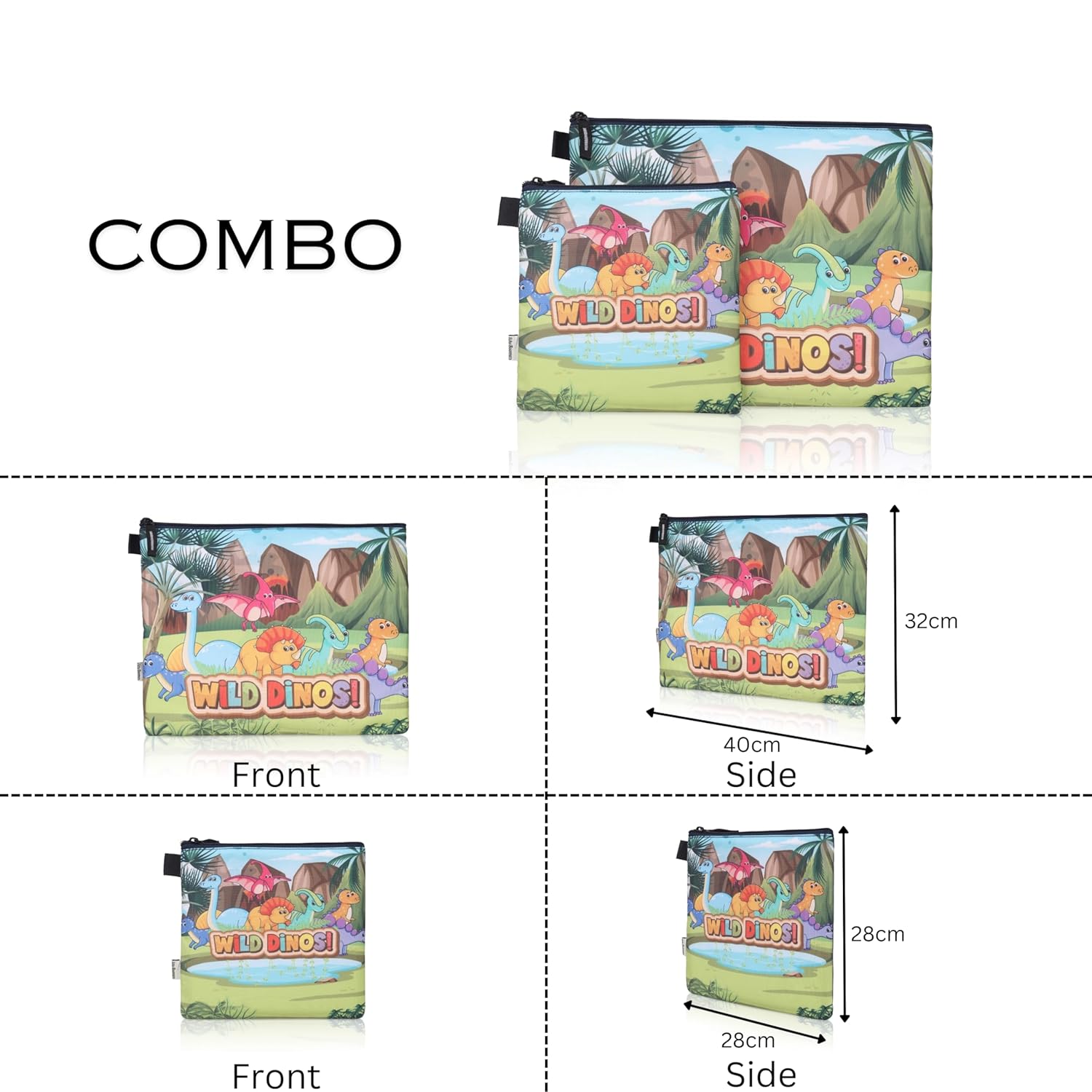 New Twin Combo Folder Set Jr. | A4 & Mini Water-Resistant Folders | Cushioned, Padded, Stylish & Washable | Perfect for Documents, Gadgets, Art Supplies, Travel & Kids Accessories