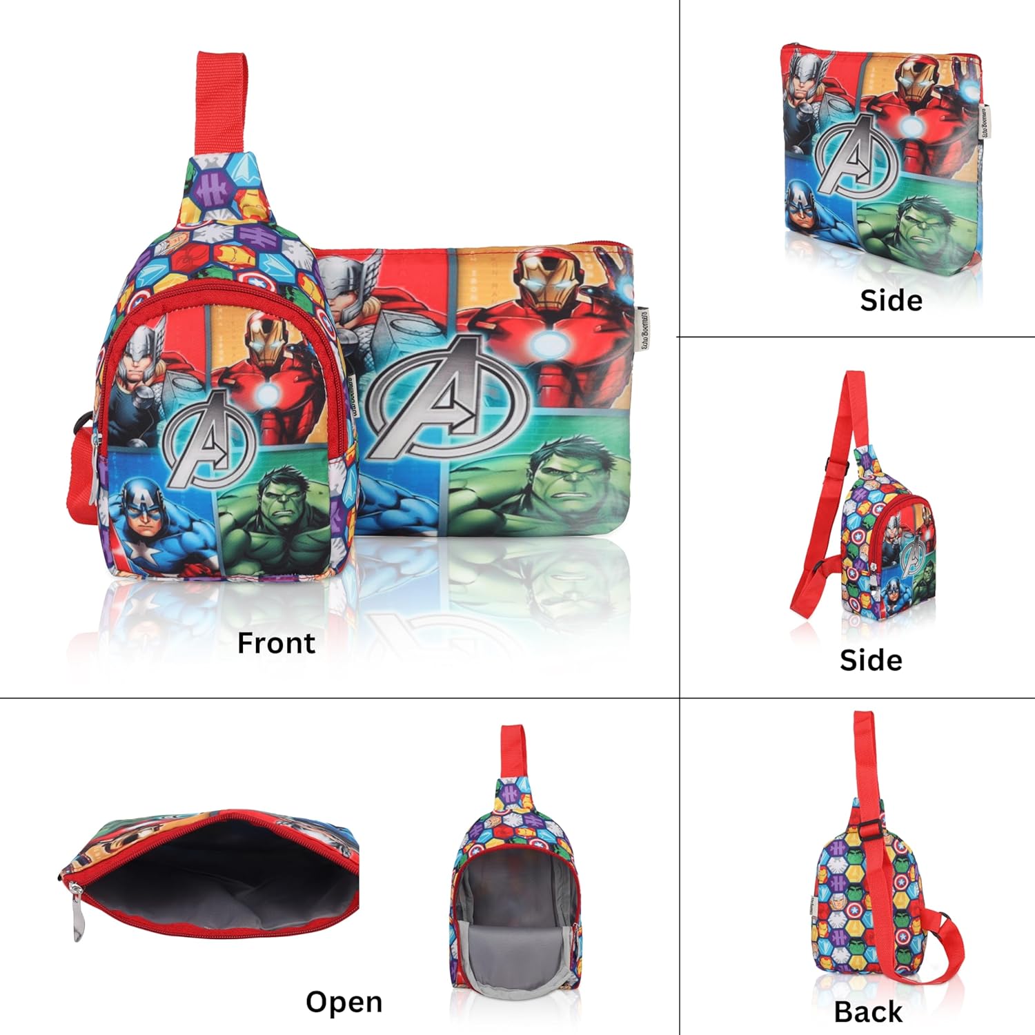 Echo Boomers Multi Avengers Print Crossbody Sling Bag | Adjustable Backpack, Waterproof, Anti-Theft, Lightweight, Travel & Outdoor Adventure Gear