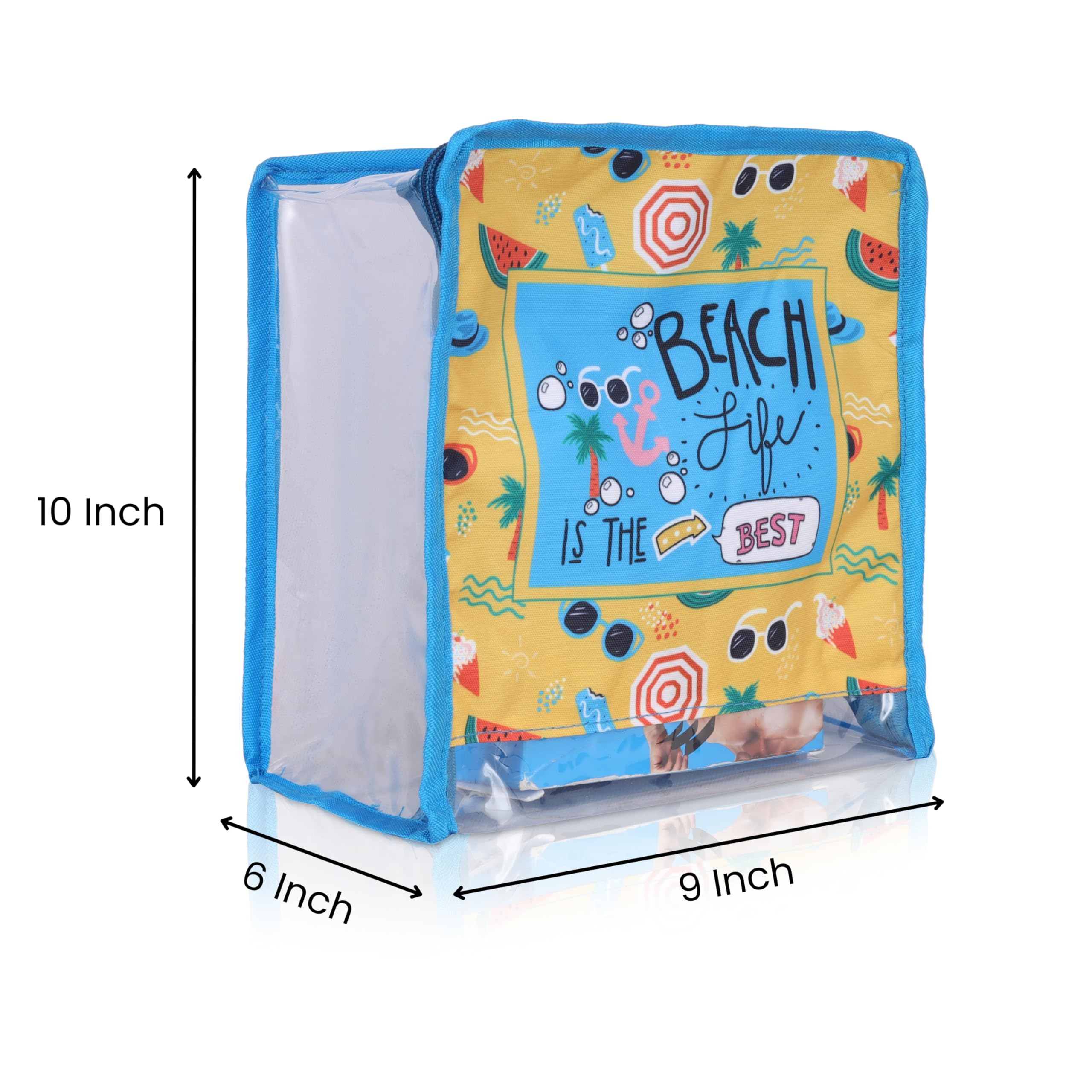 Echo Boomers Beach Vibes 4-Piece Travel Organizer Set | Travel accessories - Red and Sky Blue Packing Cubes with Beach Print