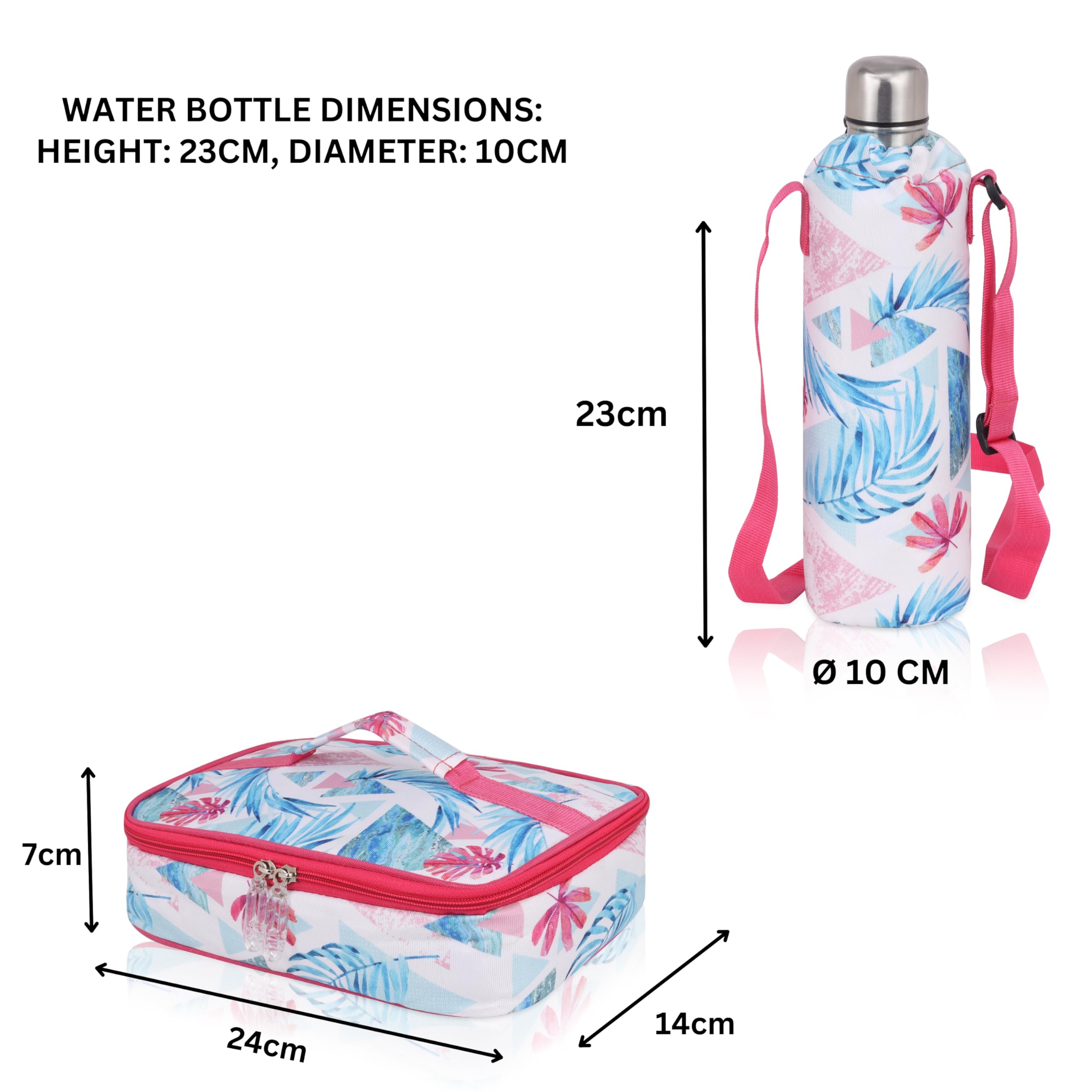 Echo Boomers Emoji Design Small Insulated Lunch Bag with Mesh Compartment & Water Bottle - Pink