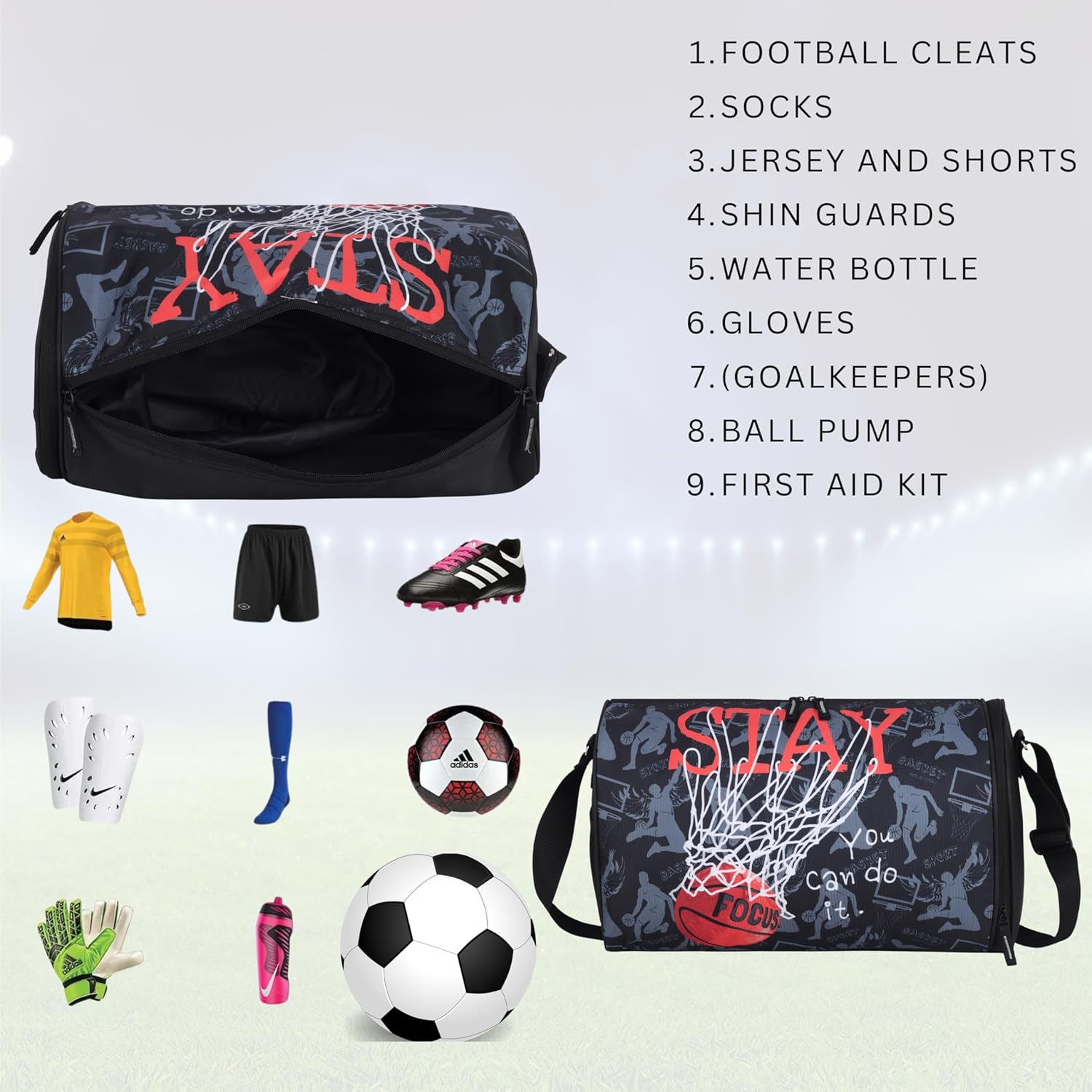 Echo Boomers Basketball Sport Print Black Duffel Bag - Adventure with Athletic Flair