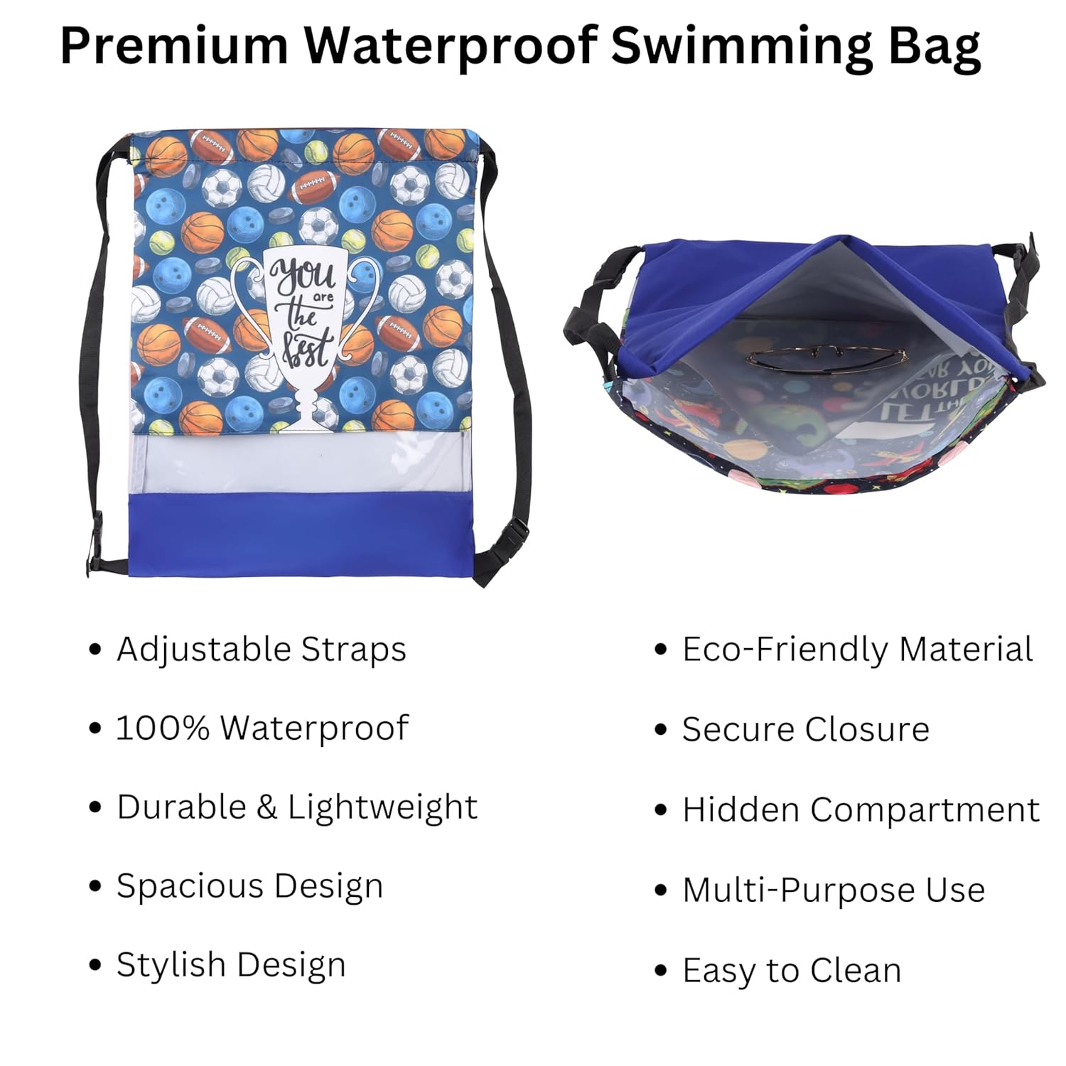 Echo Boomers Printed Drawstring Bag – Water-Resistant, Adjustable Straps, Spacious Main Compartment.