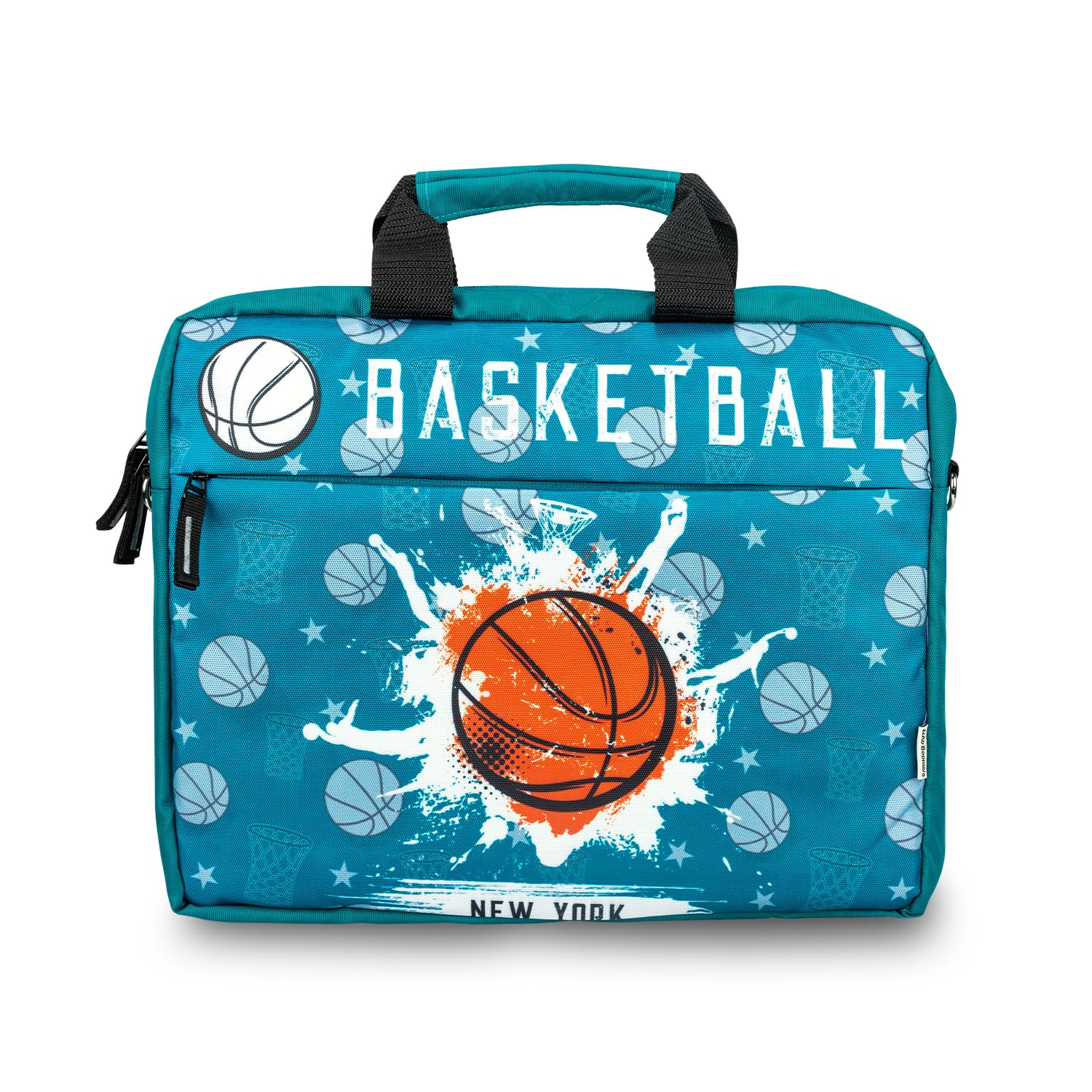 Echo Boomers Basket Ball Printed Blue Colour Multi Pocket Sling Laptop Bag with Detachable Strap