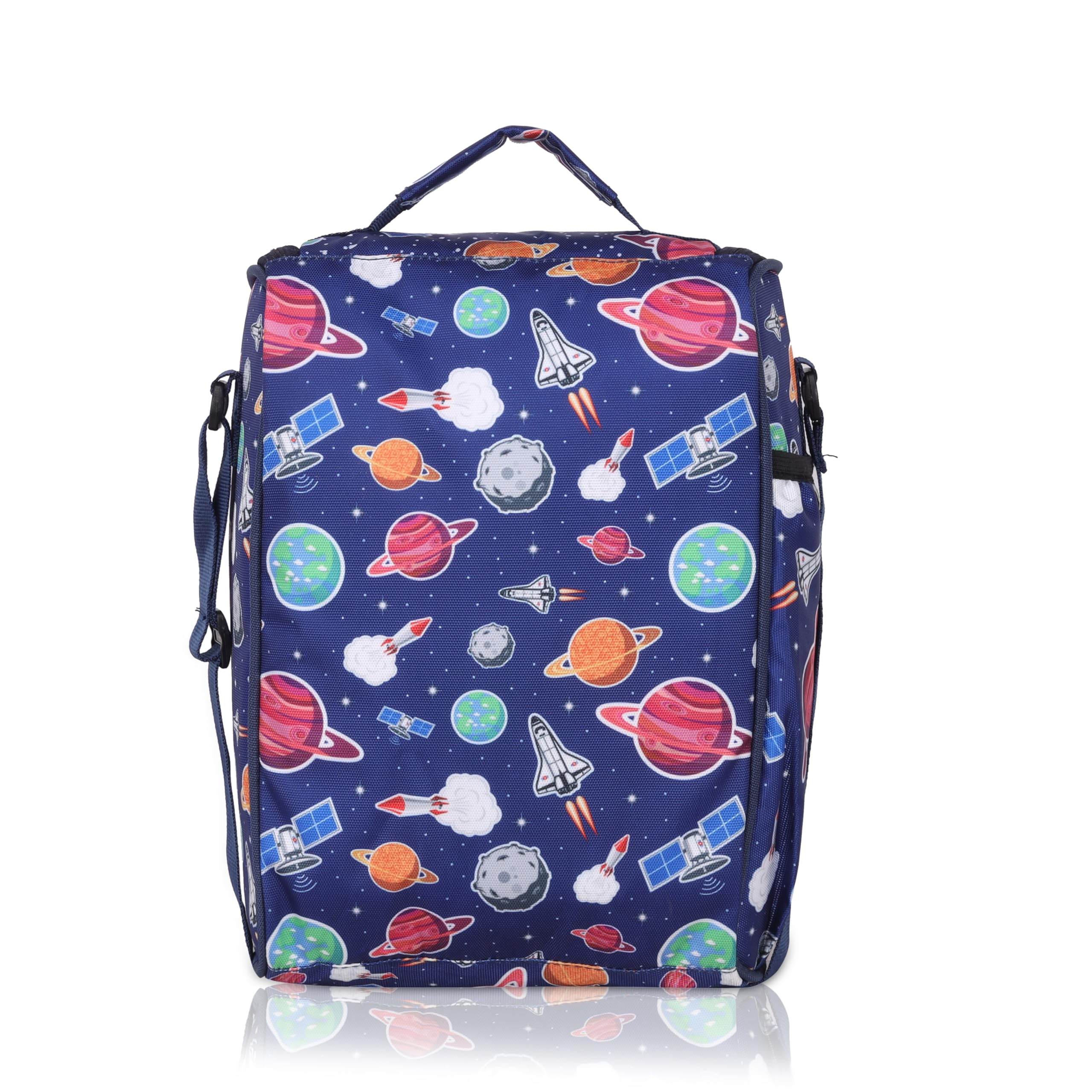 Echo Boomers Space Explorer Lunch Bag for Kids | Blue Tiffin Bag with Strap | Outer Space Theme | Ideal for Picnics and School
