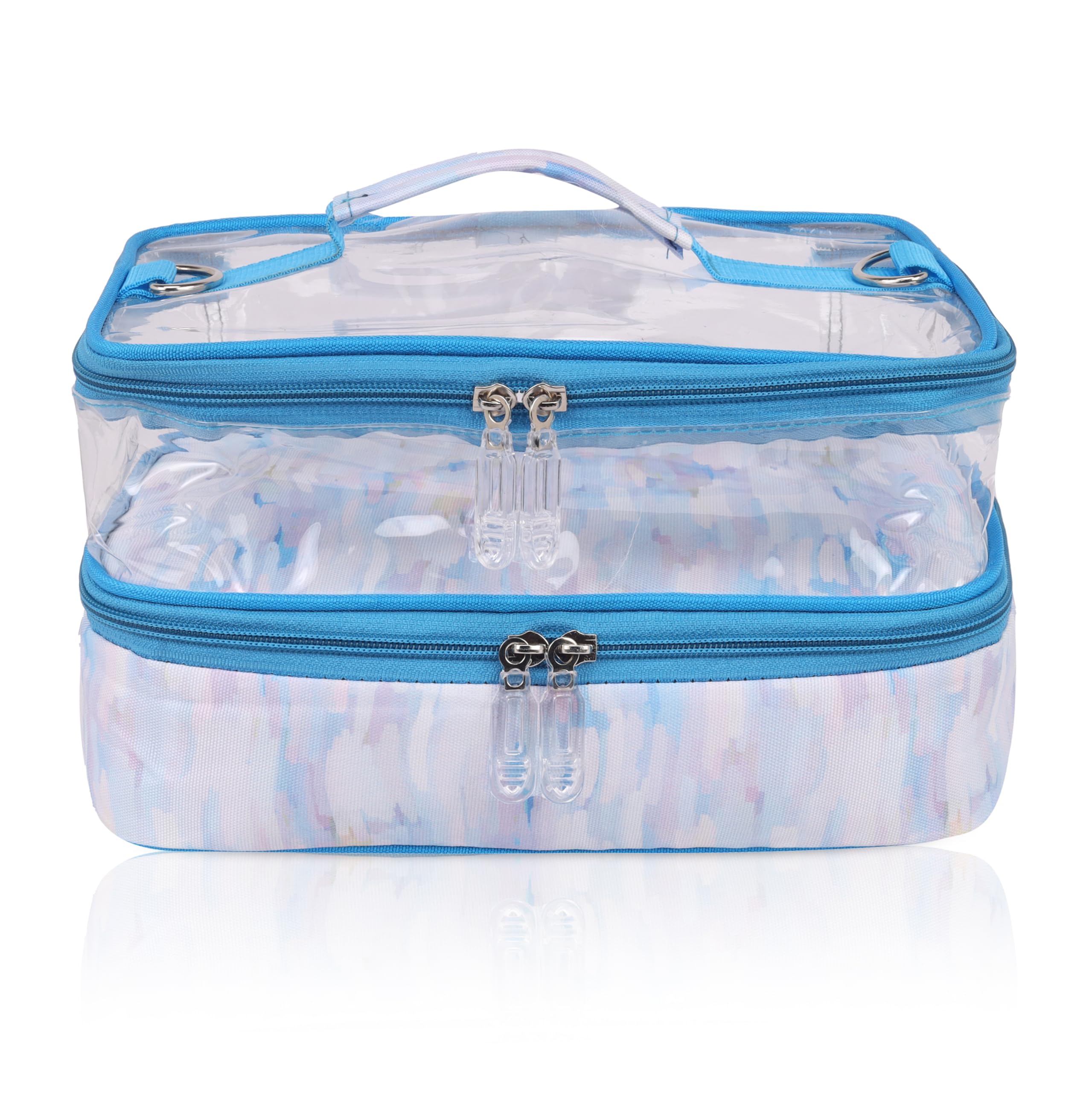 Echo Boomers Clouds Print Large Double-Decker Insulated Lunch Bag with Multi-Zipper Pockets