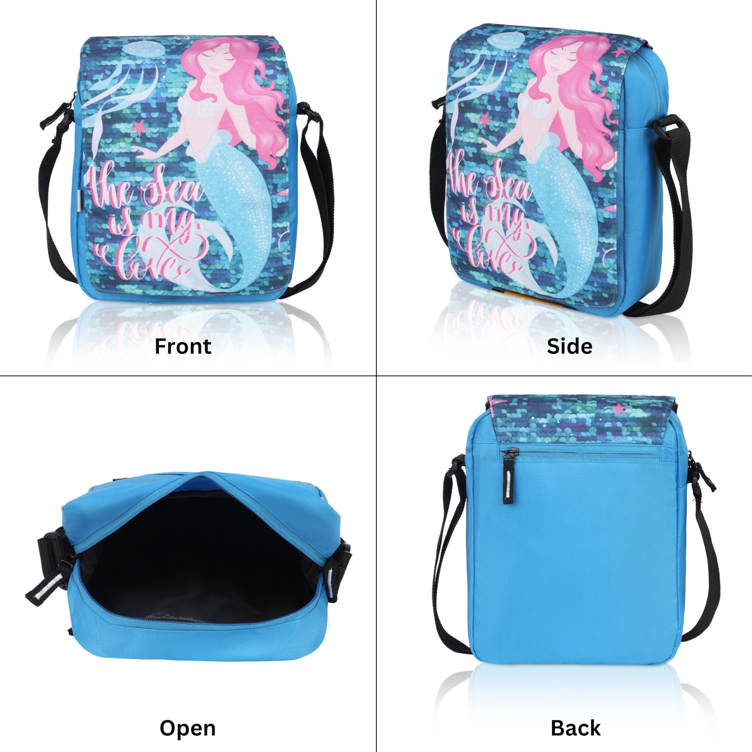 Echo Boomers Mermaid Printed Multi-Functional Messenger Sling Bag | Versatile Everyday Bag | Adjustable Shoulder Strap | Water-Resistant | Anti-Theft Design | Compact & Lightweight