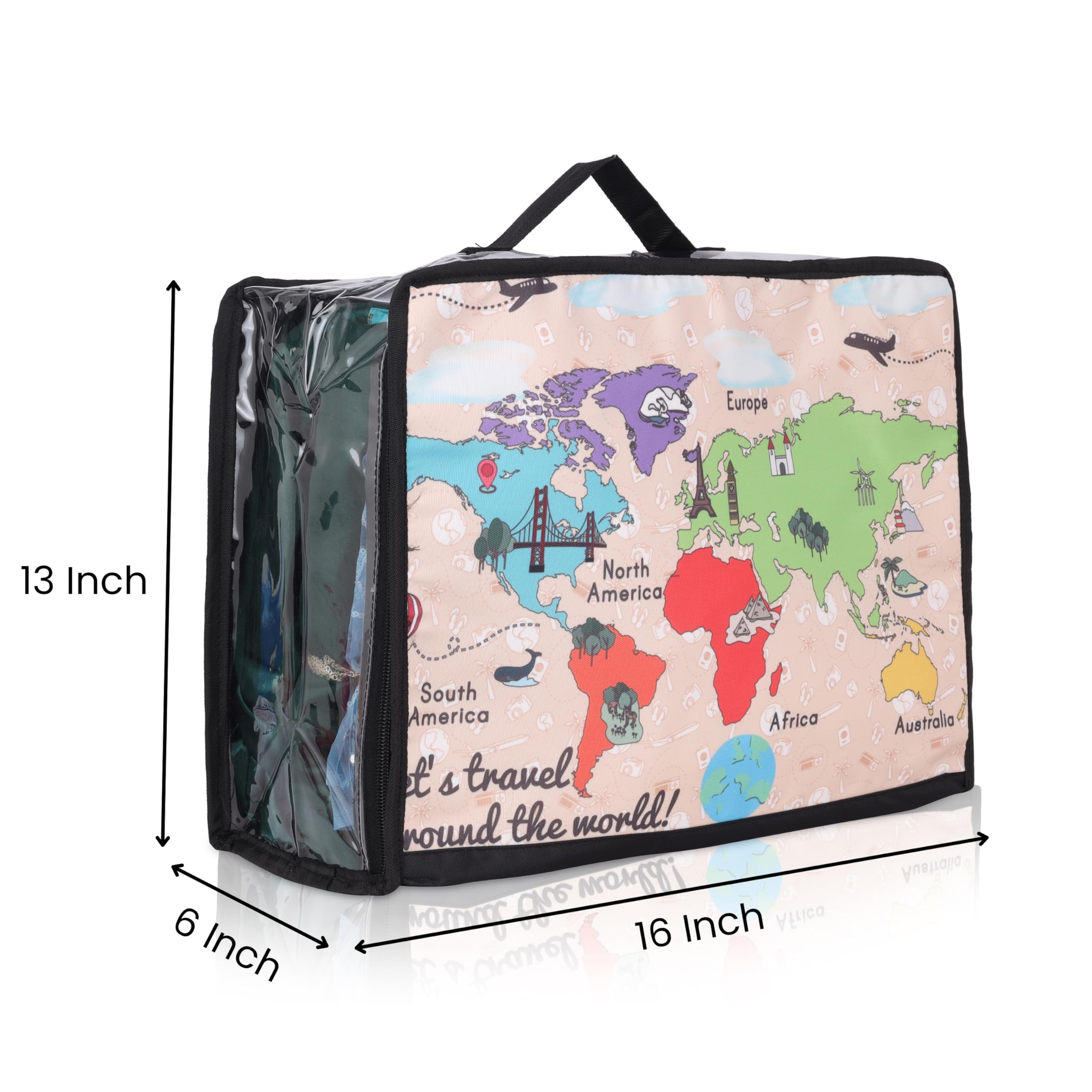 Echo Boomers Wanderlust 4-Piece Travel Organizer Set | Travel accessories - Red and Sky Blue Packing Cubes with Global Travel Print