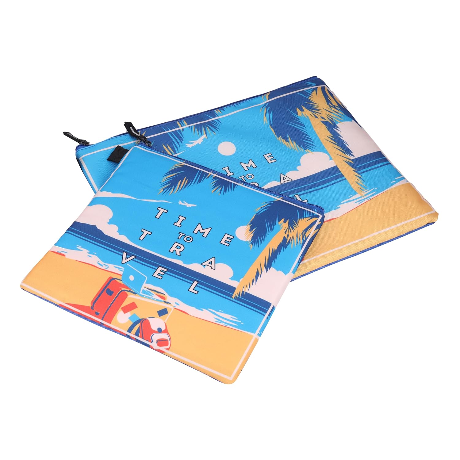 Echo Boomers Beach Printed Design Twin Folder Set | Padded & Waterproof | A4 Document Holder & Tablet Sleeve | Stylish & Protective