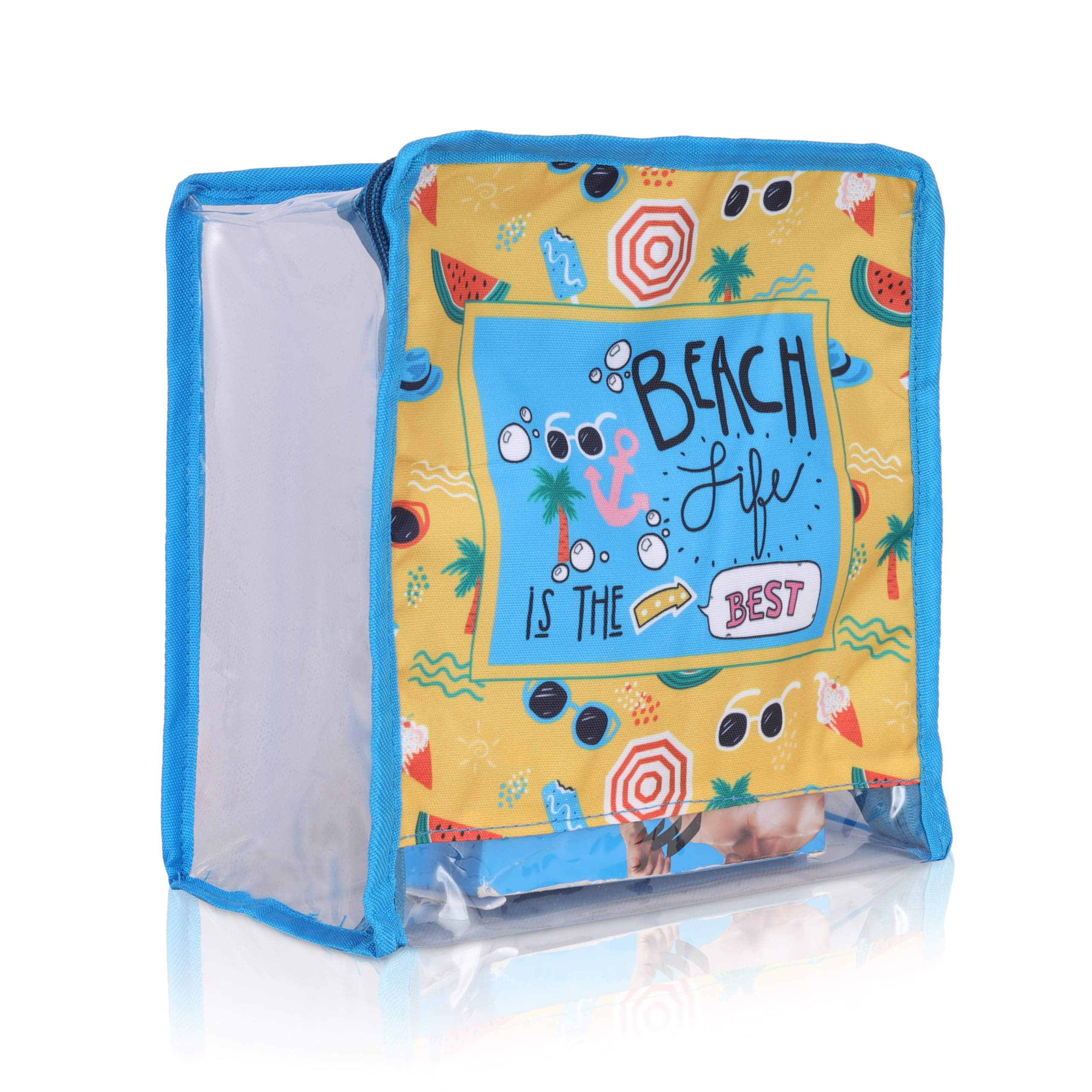 Echo Boomers Beach Vibes 4-Piece Travel Organizer Set | Travel accessories - Red and Sky Blue Packing Cubes with Beach Print