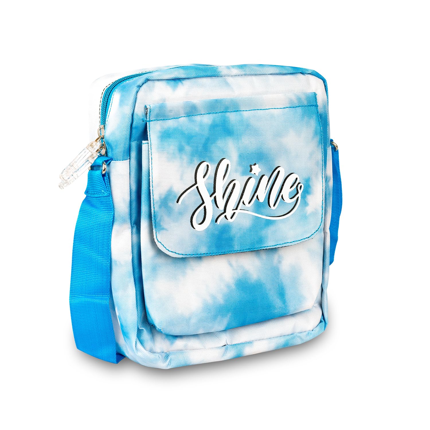 Echo Boomers Tie & Dye Style Blue Colour Multi Pocket Sling Pouch Bag with Detachable Strap