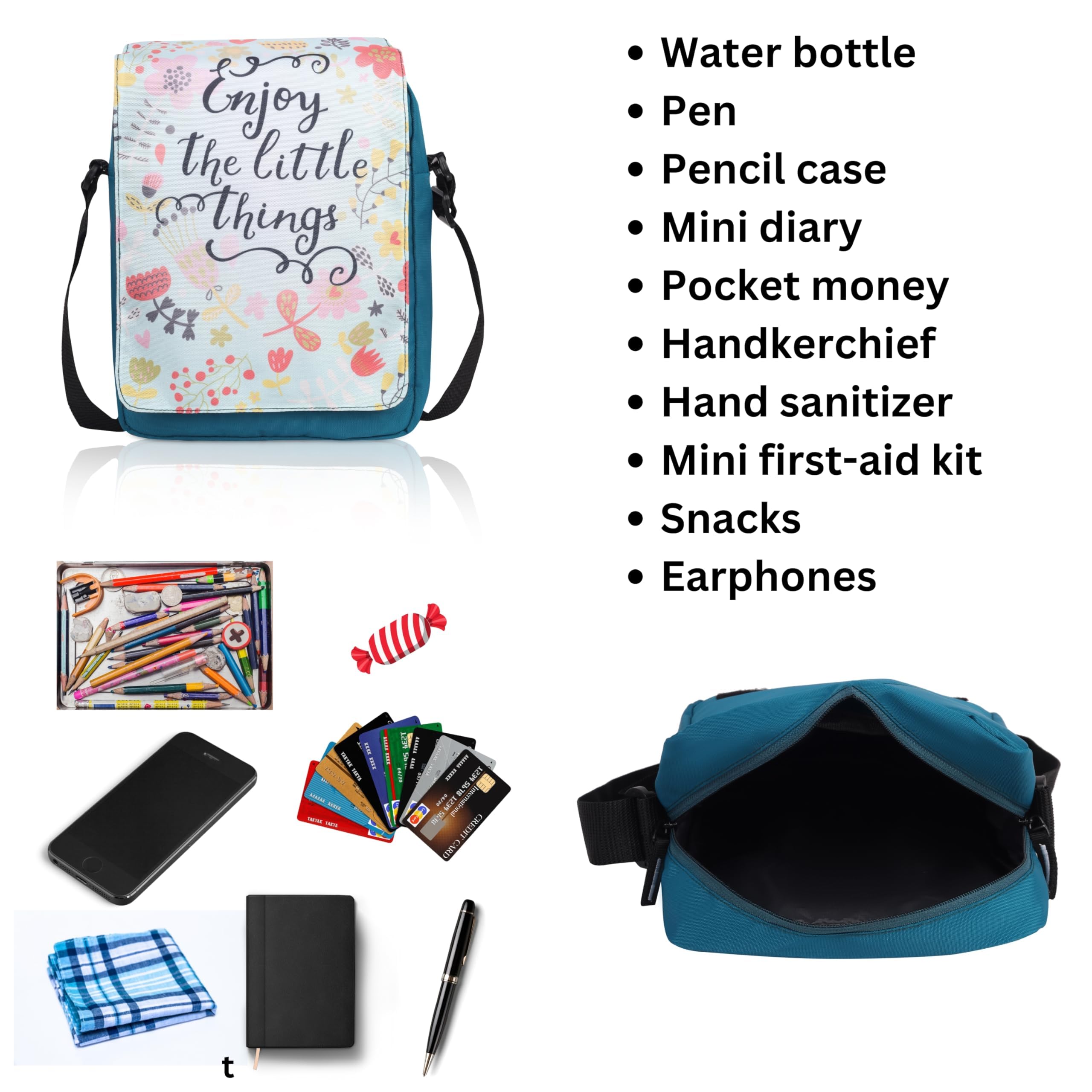 Echo Boomers Text Printed Adjustable Shoulder Strap | Water-Resistant | Anti-Theft Design | Compact & Lightweight Sling