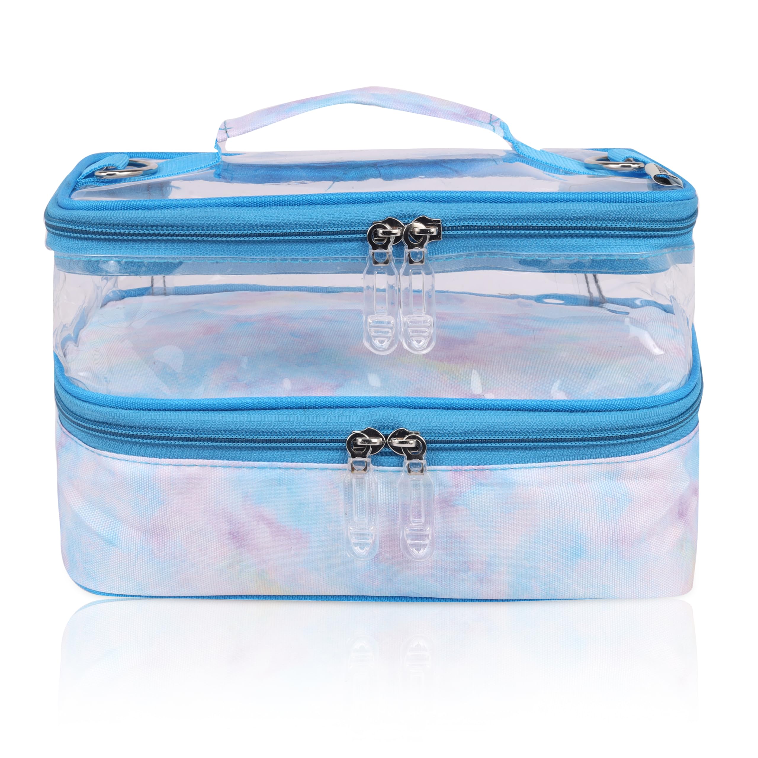 Echo Boomers Clouds Print Large Double-Decker Insulated Lunch Bag with Multi-Zipper Pockets