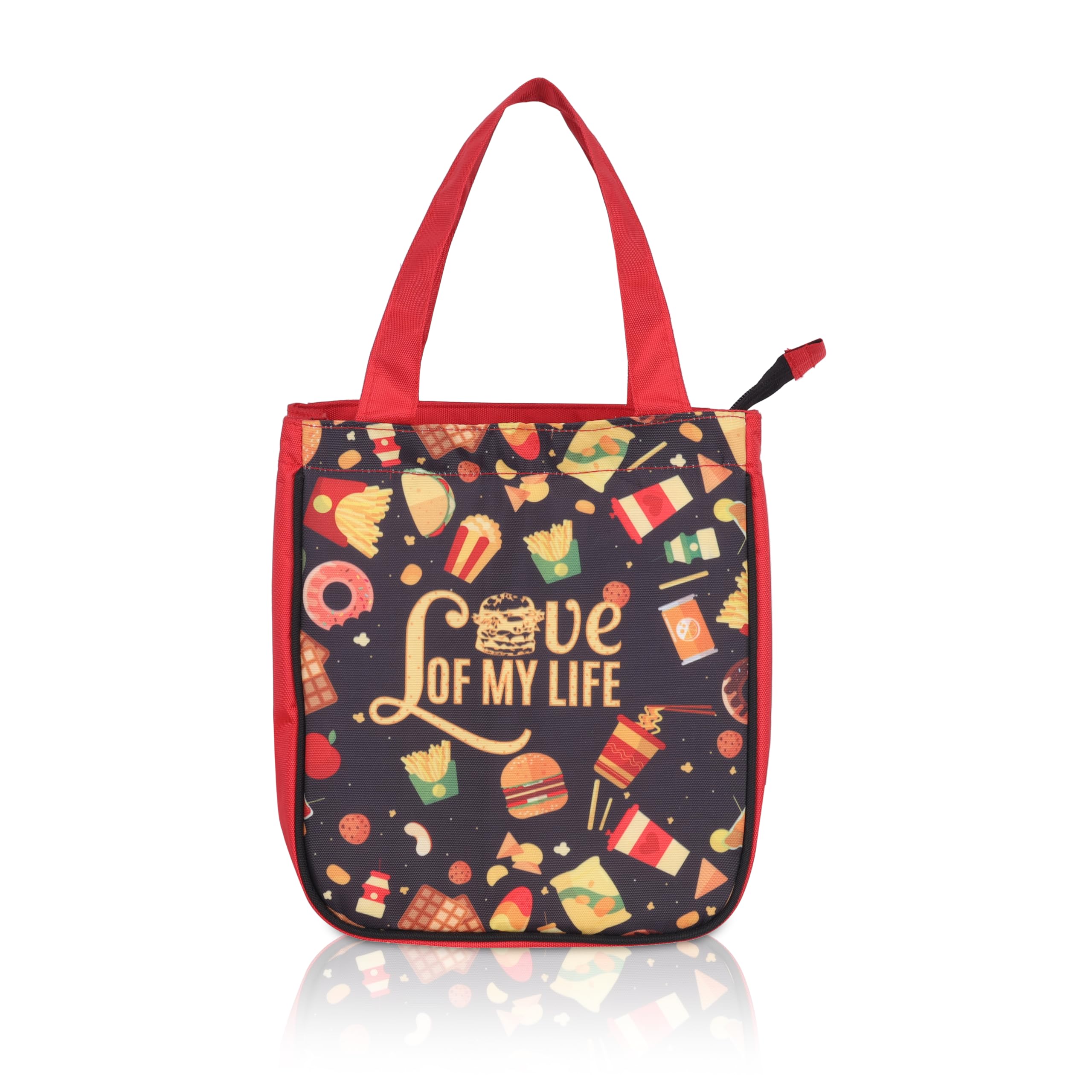 Echo Boomers Red Khana Printed Lunch Bag- Insulated, Spacious & Stylish for School, Work, or Outings