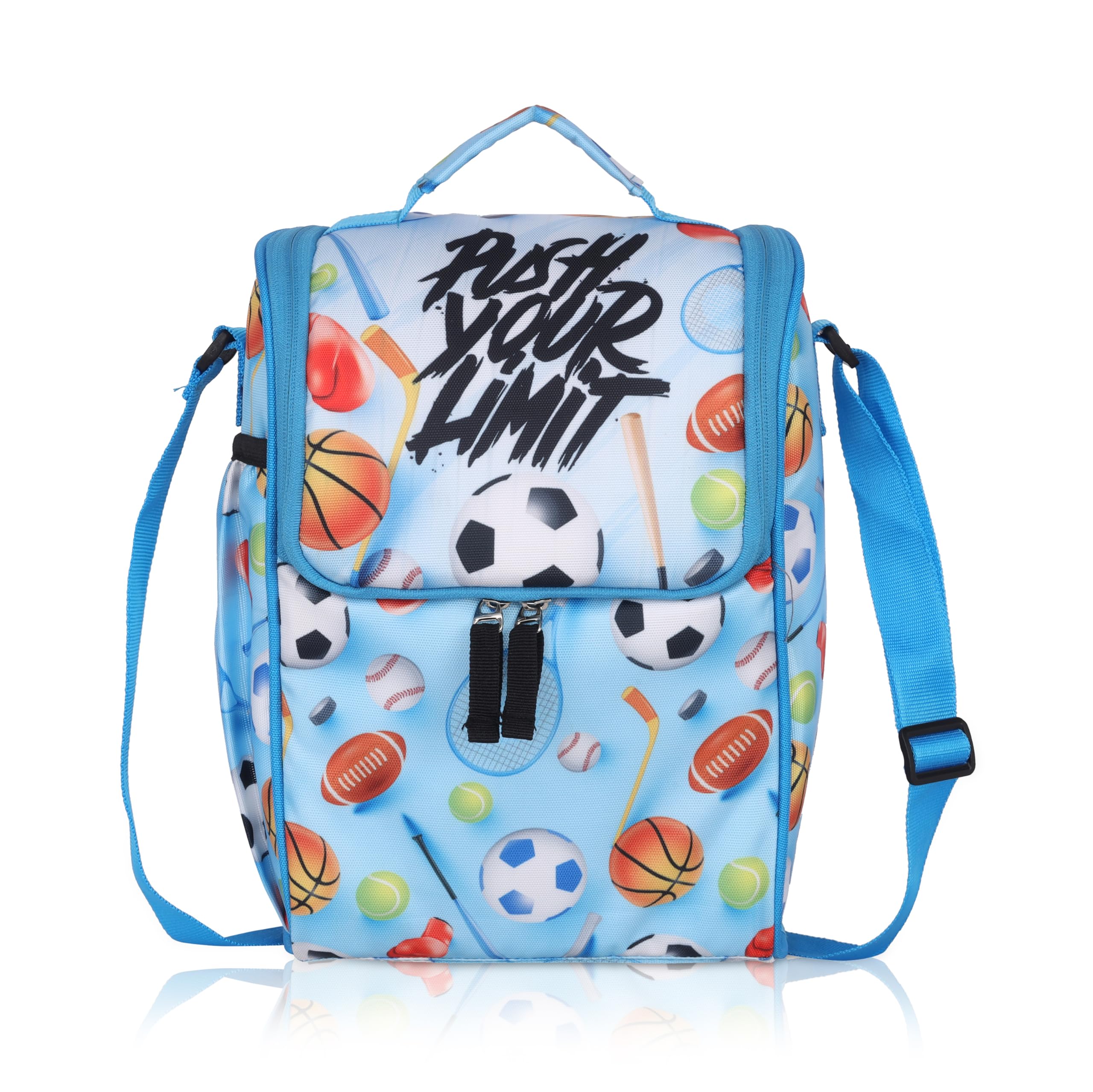 Echo Boomers Football/Soccer Push Your Limit Lunch Bag for Kids | Tiffin Bag with Strap | Sports Theme | Ideal for Picnics and School