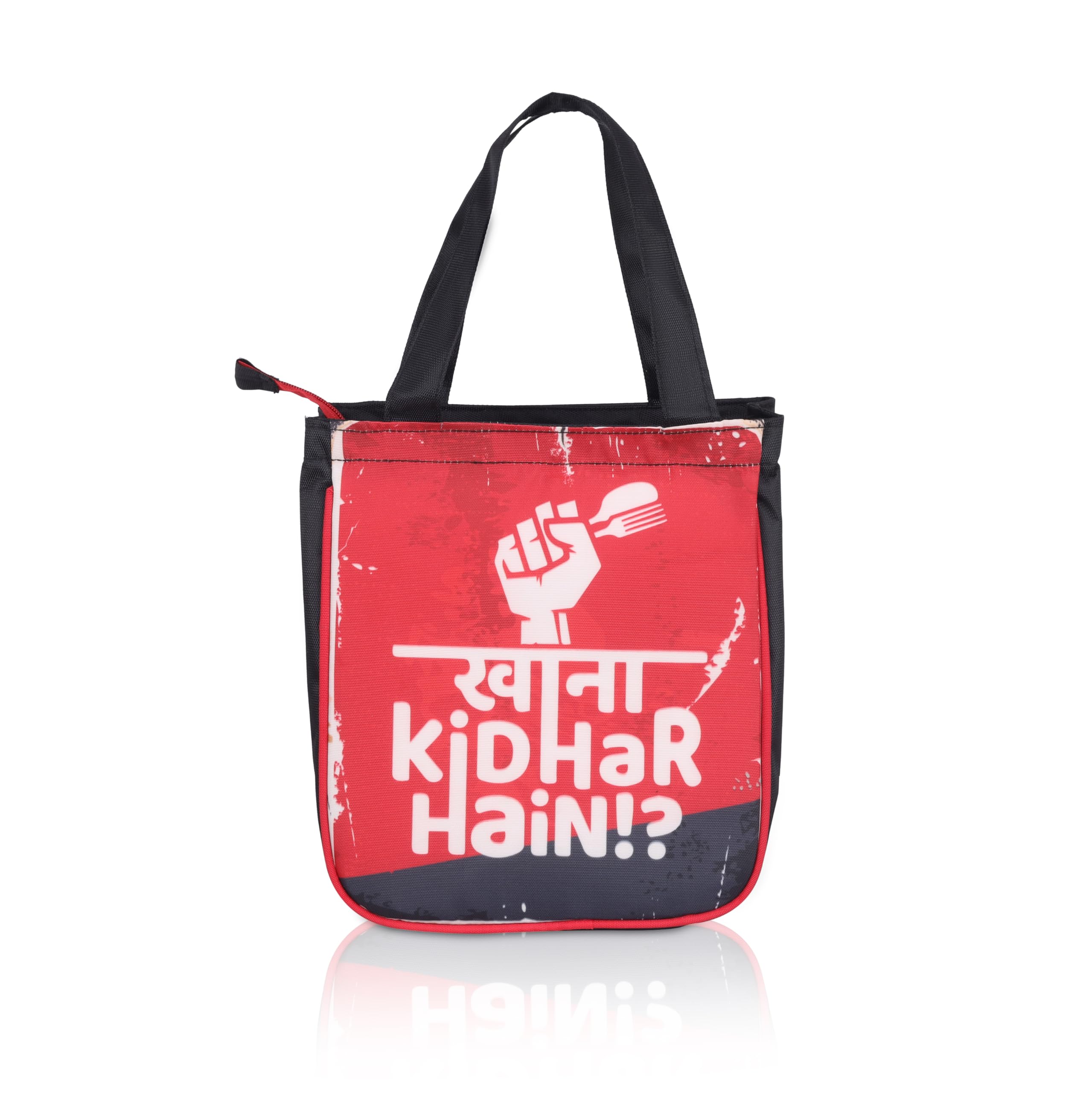 Echo Boomers Red Khana Printed Lunch Bag- Insulated, Spacious & Stylish for School, Work, or Outings