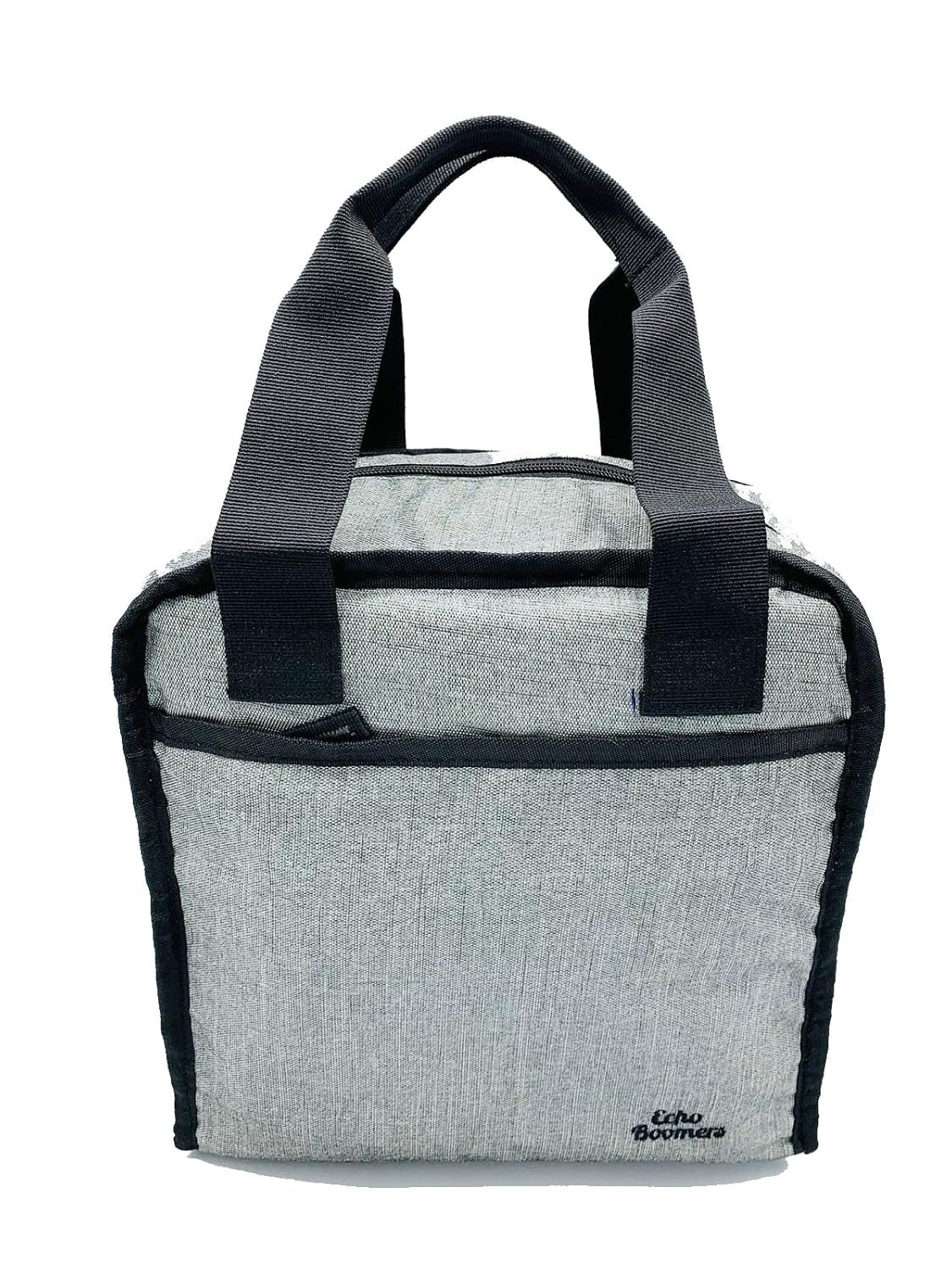 Echo Boomers Silver Colour Solid Border Textured Insulated Tiffin Lunch Bag with Multi Zipper Pockets