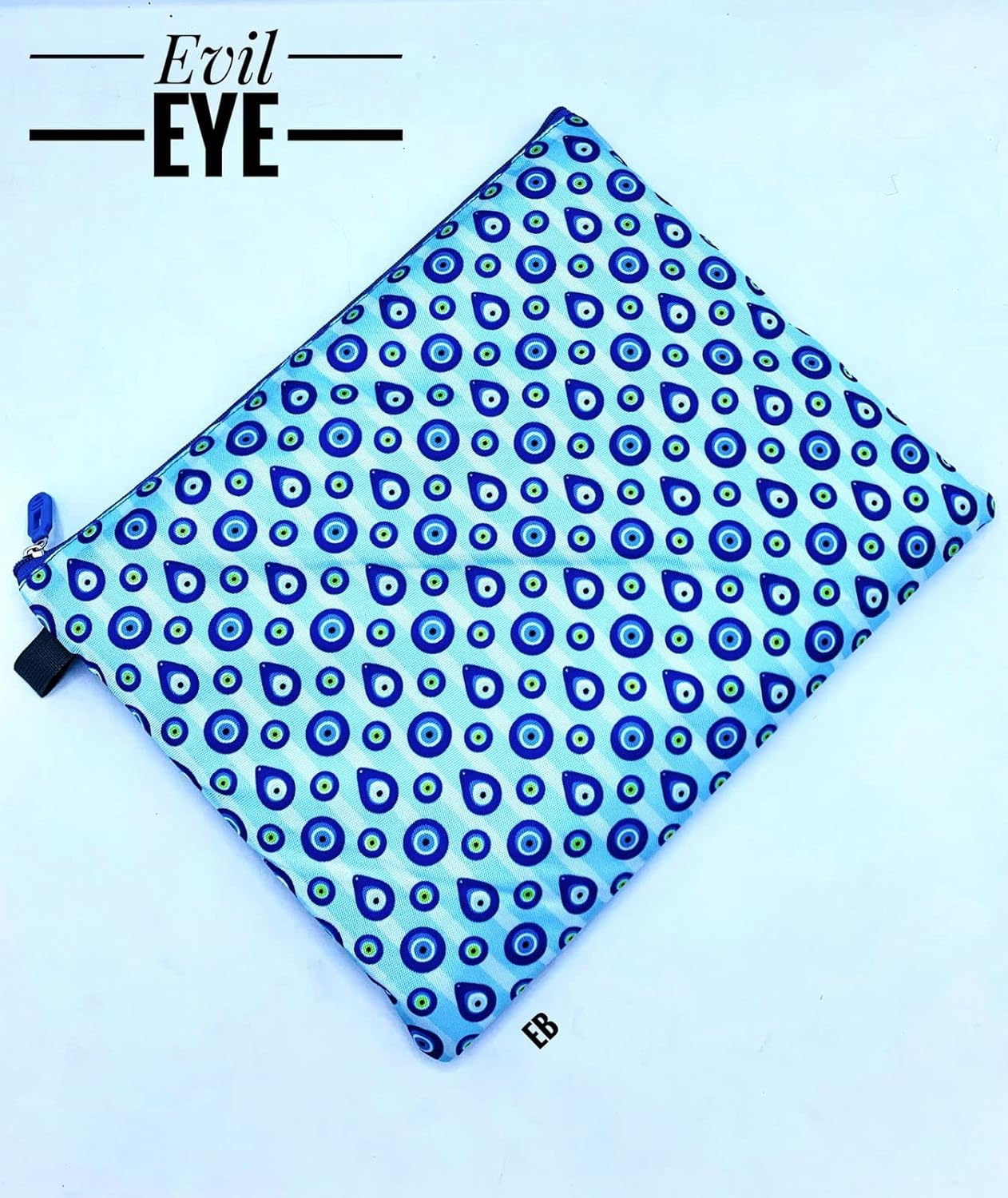 Echoboomers Waterproof Blue Evil Eye Printed Laptop Bag | Multi-Color Laptop Sleeve, Case, Cover Pouch | Office/College Bag with Accessory Organizer & Front Pocket for Men & Women