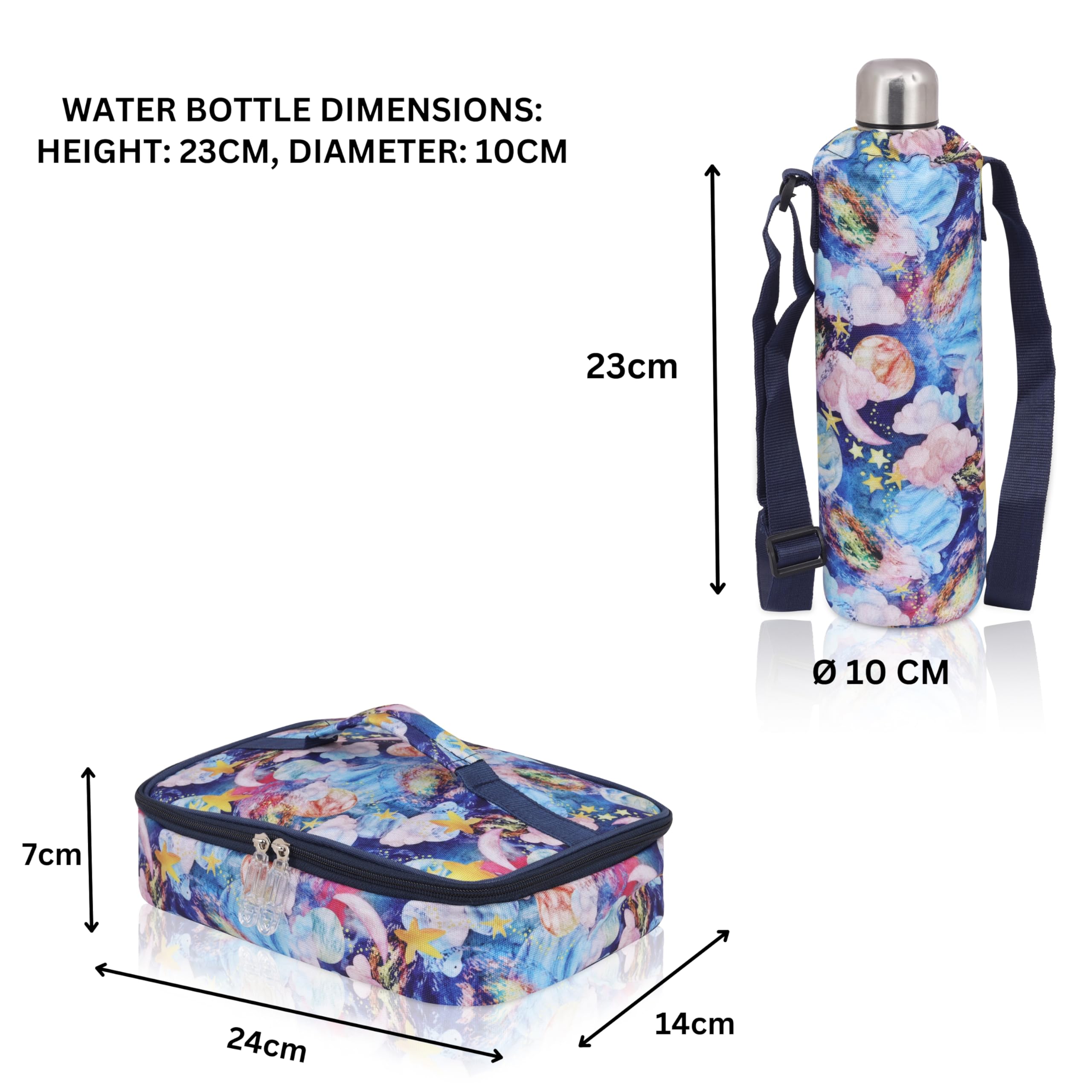 Echo Boomers Emoji Design Small Insulated Lunch Bag with Mesh Compartment & Water Bottle - Pink